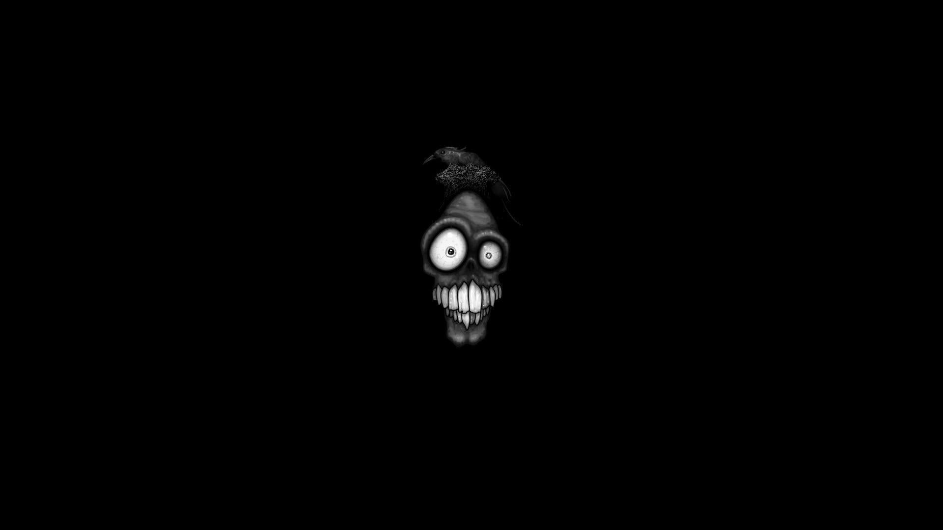 Personaggio inquietante, Sorriso, Sfondo nero, Minimalista, Full HD, wallpaper desktop