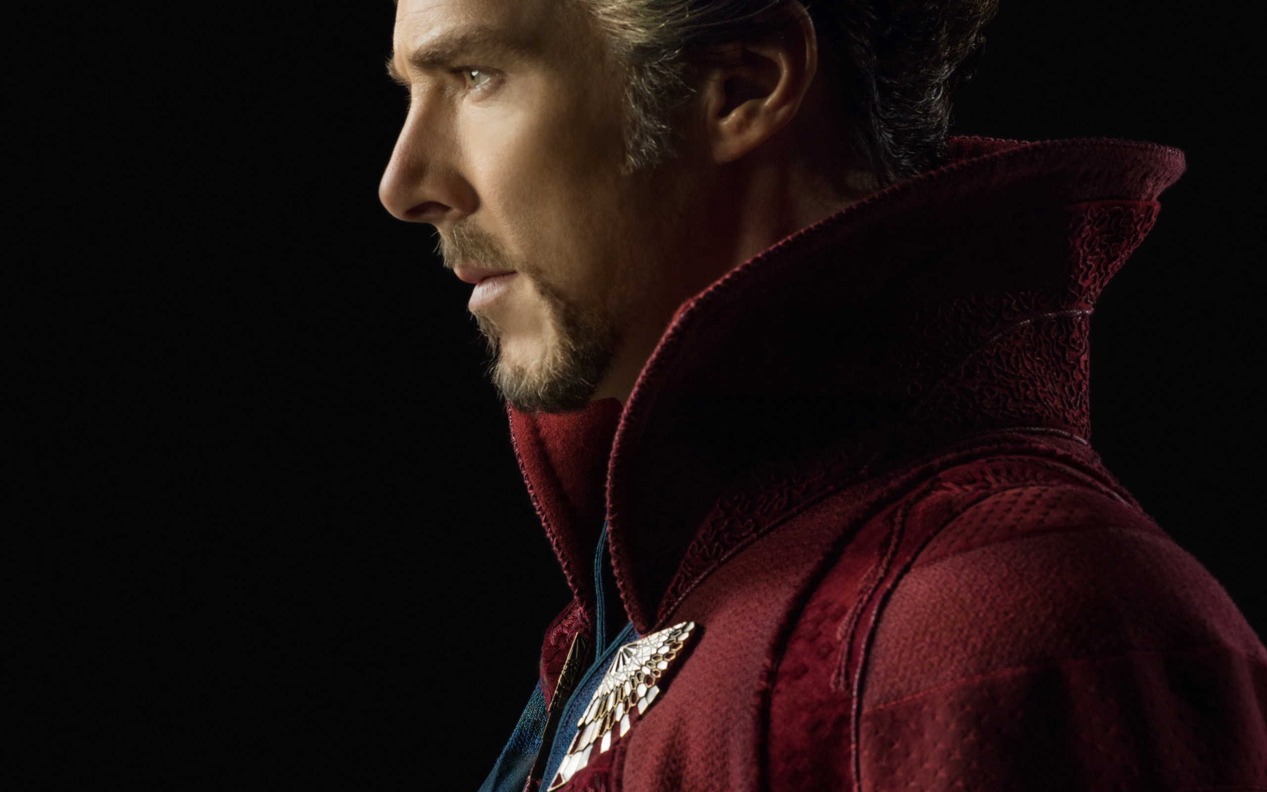 Doctor Strange, Benedict Cumberbatch, Profilo, Sfondo nero, 2K, wallpaper per PC