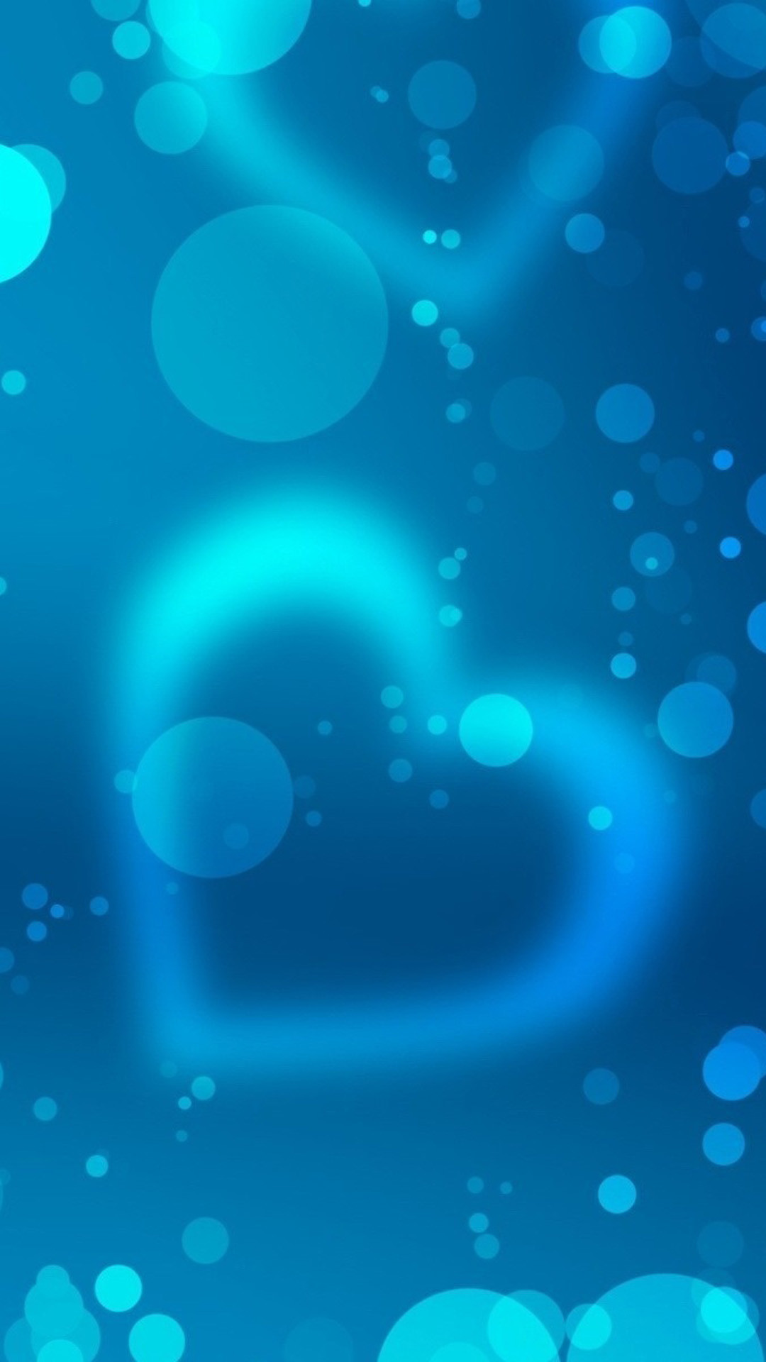 Azzurro, Cuore, Bokeh, Bolle, Blu, Full HD, sfondo verticale per cellulare