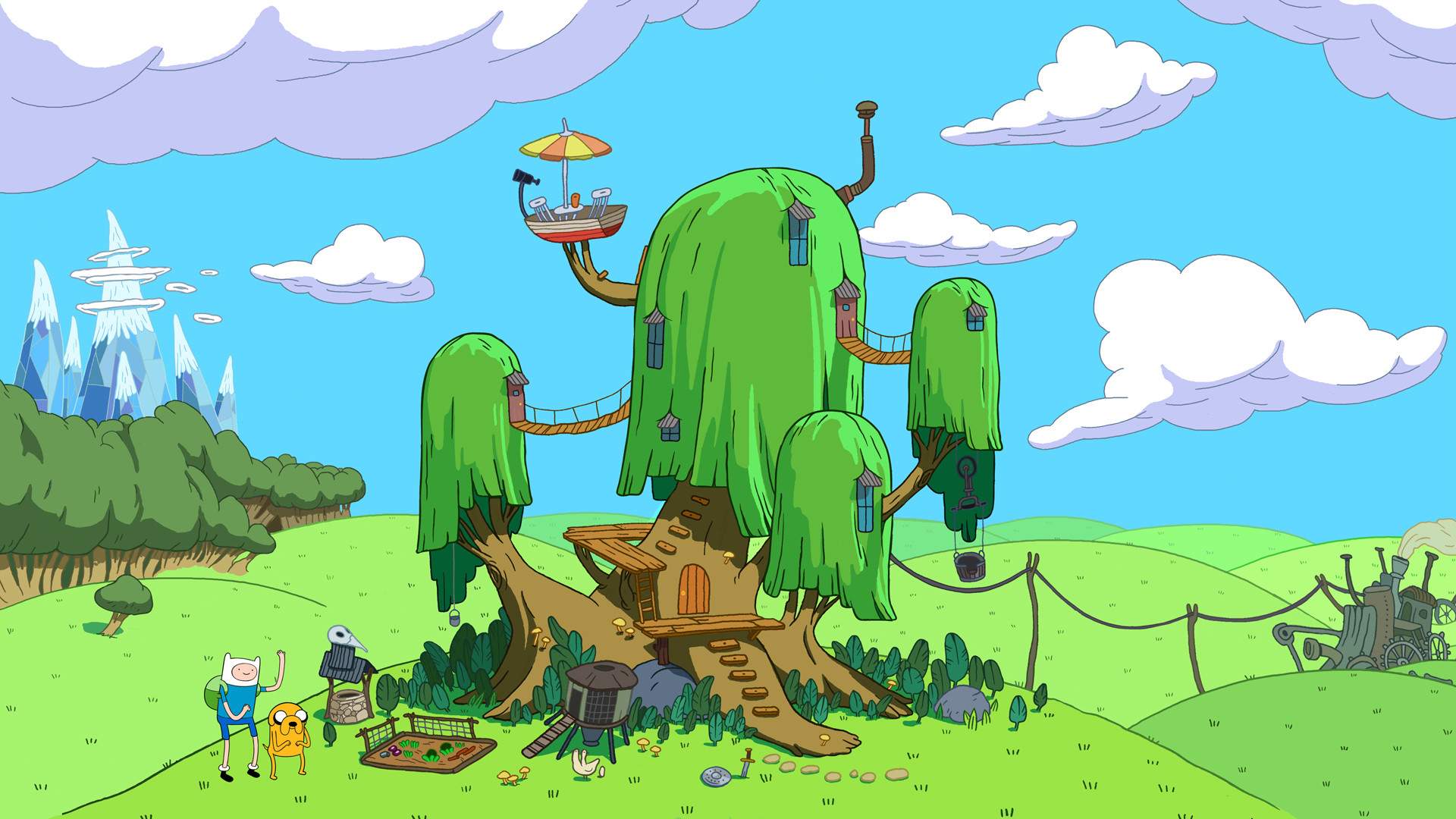 Casa sull'albero, Adventure Time, Finn, Jake il cane, 1920x1080, sfondo per PC
