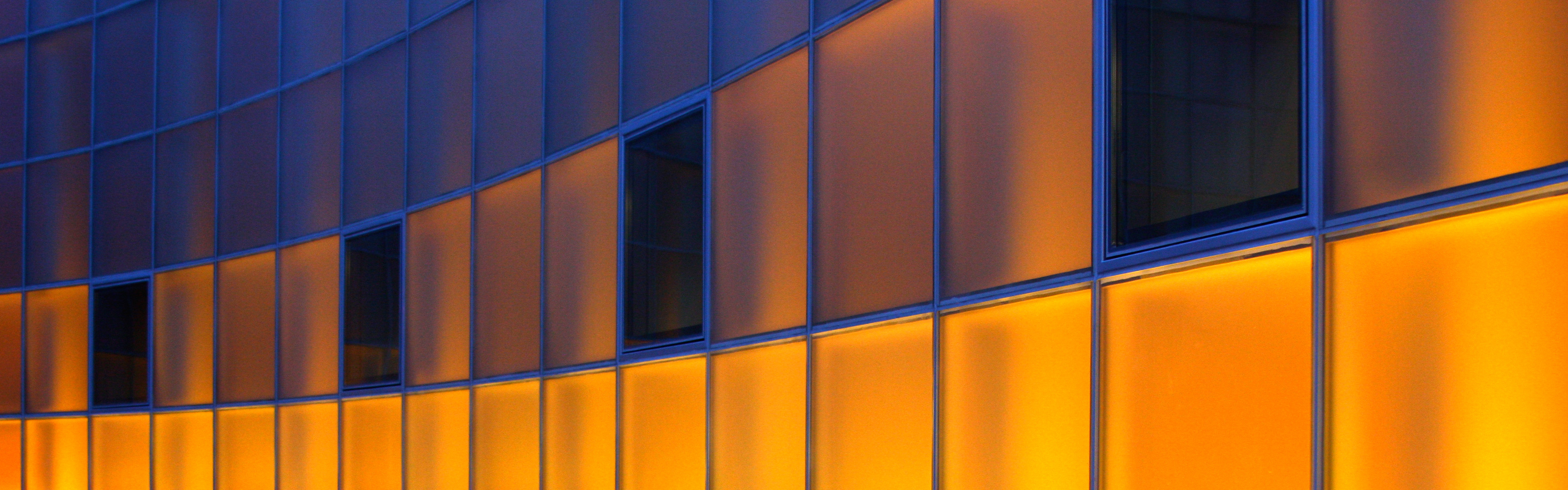 Facciata, Arancione e blu, Architettura, sfondo Windows 8.1 Full HD