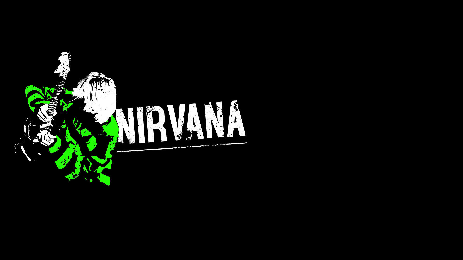 Logo Nirvana, Nirvana, Kurt Cobain, Sfondo nero, 16:9 Full HD, wallpaper widescreen