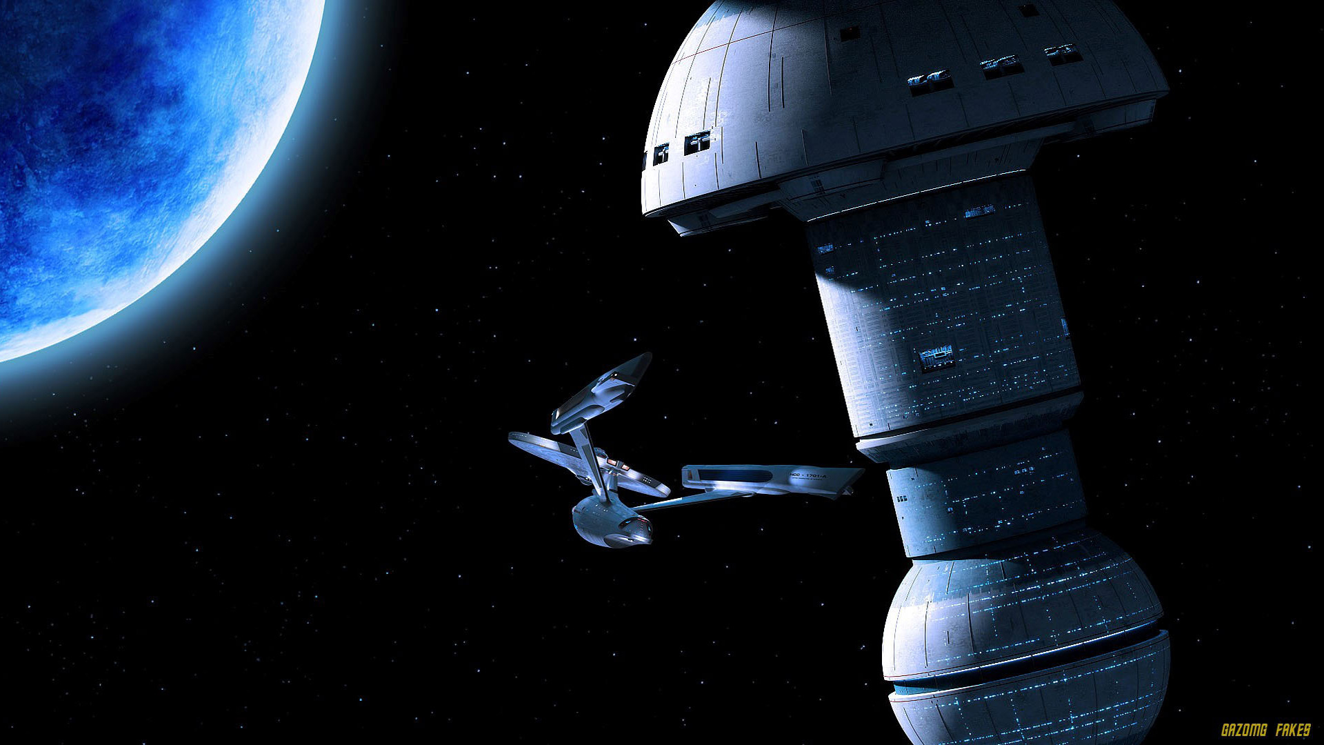 Base stellare, Star Trek, Astronave, Pianeta, Spazio, Full HD, sfondo per PC