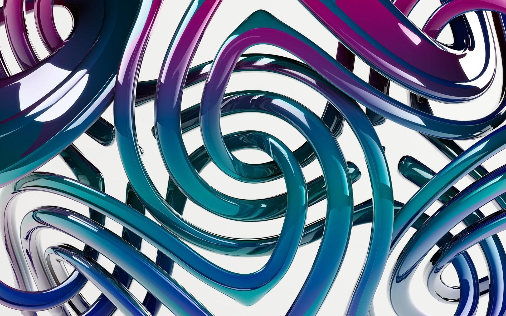 Spirali 3D, Arte astratta, Blu e viola, 16:10 Full HD, sfondo widescreen