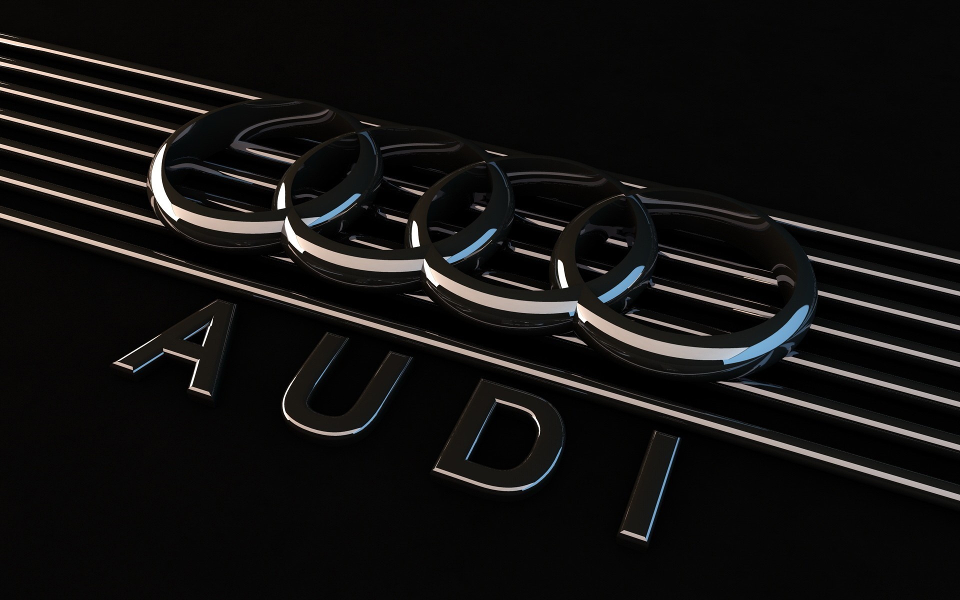 Logo Audi, Audi, Griglia, Sfondo nero, 16:10 Full HD, wallpaper widescreen