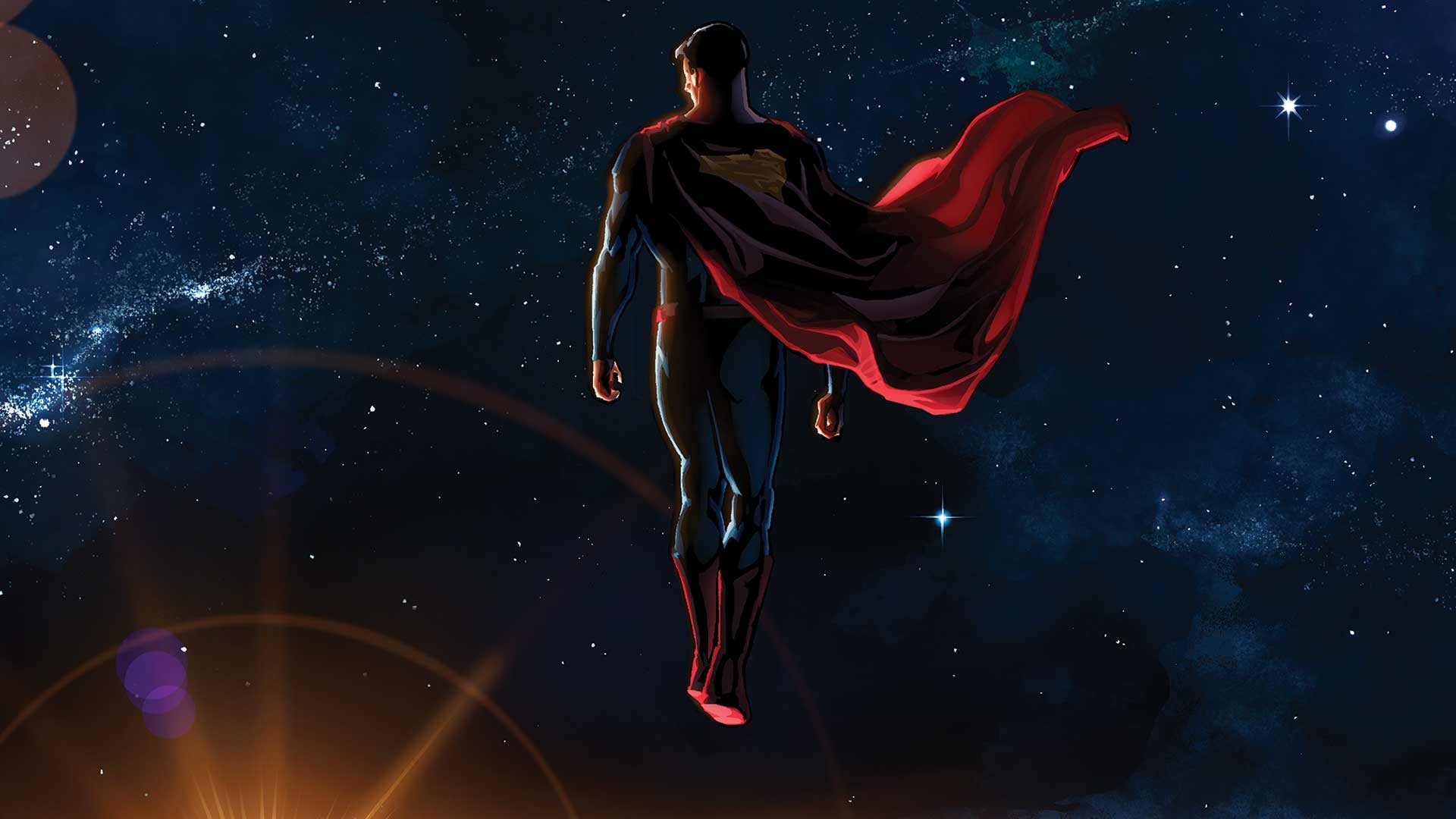 Superman, Spazio, Stelle, Mantello, Volo, Full HD 1080p, sfondo desktop