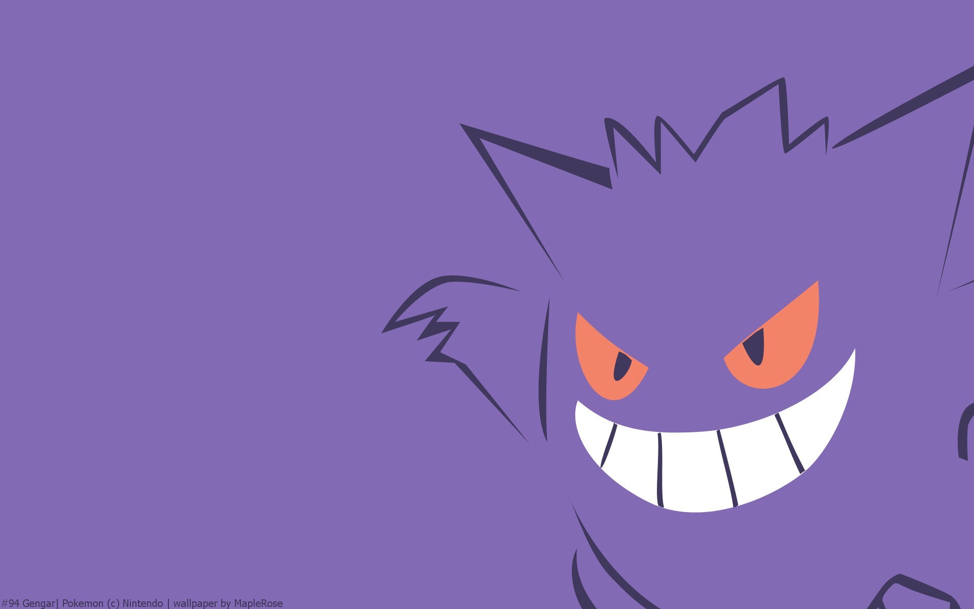 Gengar, Pokémon, Minimalismo, Sfondo viola, 16:10 Full HD, wallpaper widescreen