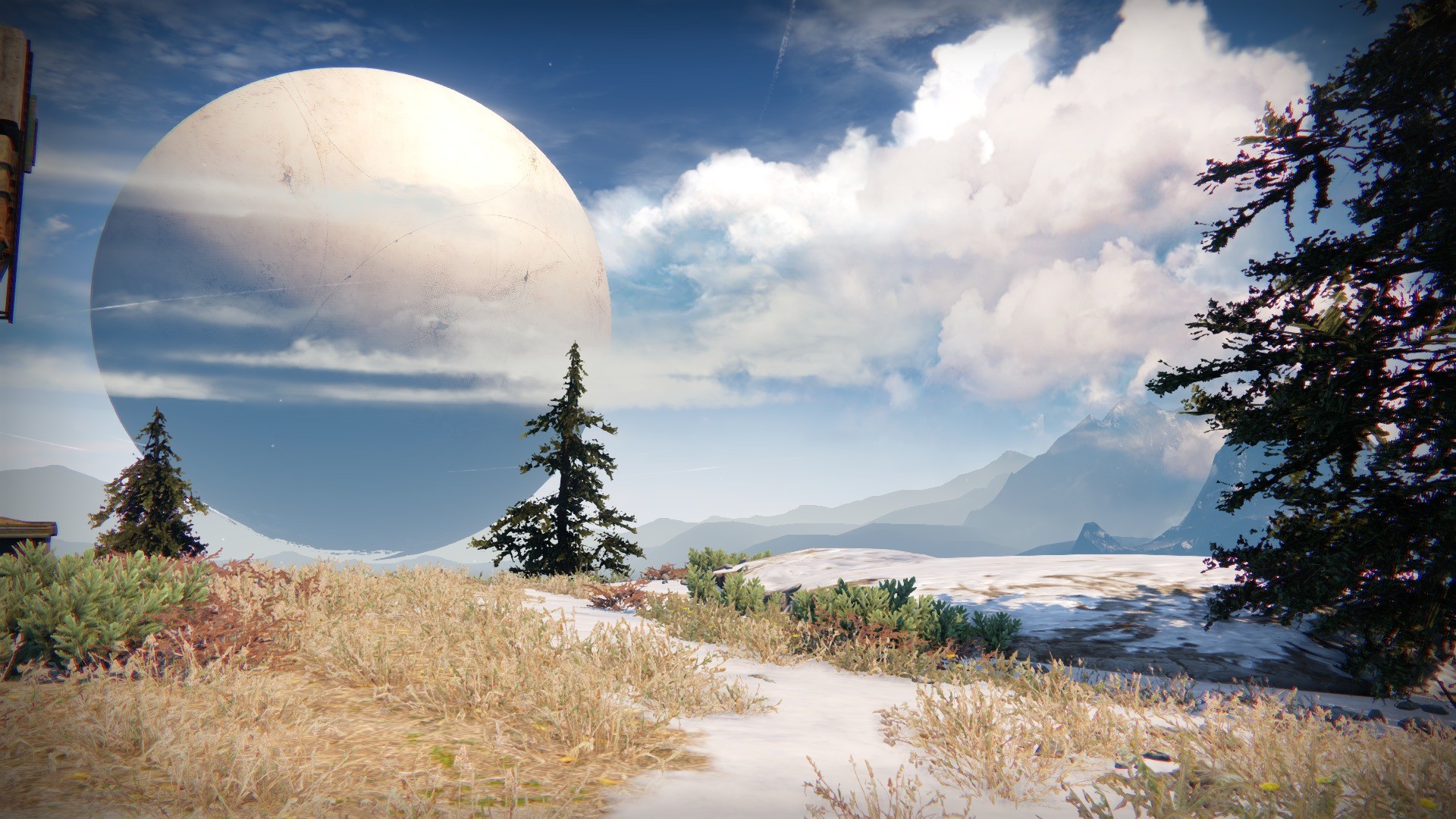 Destiny, Il Viaggiatore, Paesaggio, Alberi, Nuvole, Full HD, sfondo per PC e portatile