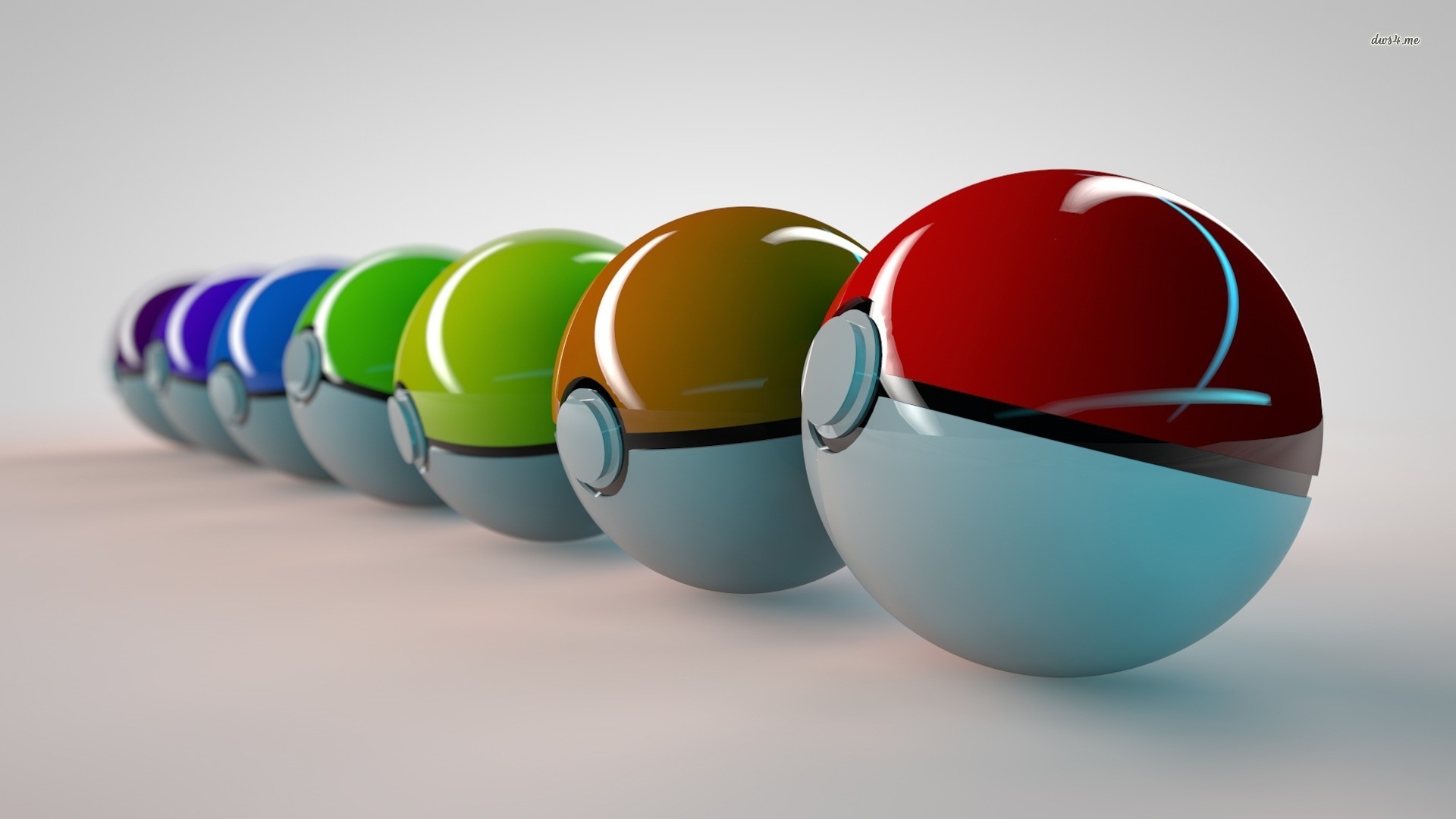 Poké Ball, Pokémon, Fila, Colori arcobaleno, 16:9 Full HD, sfondo widescreen
