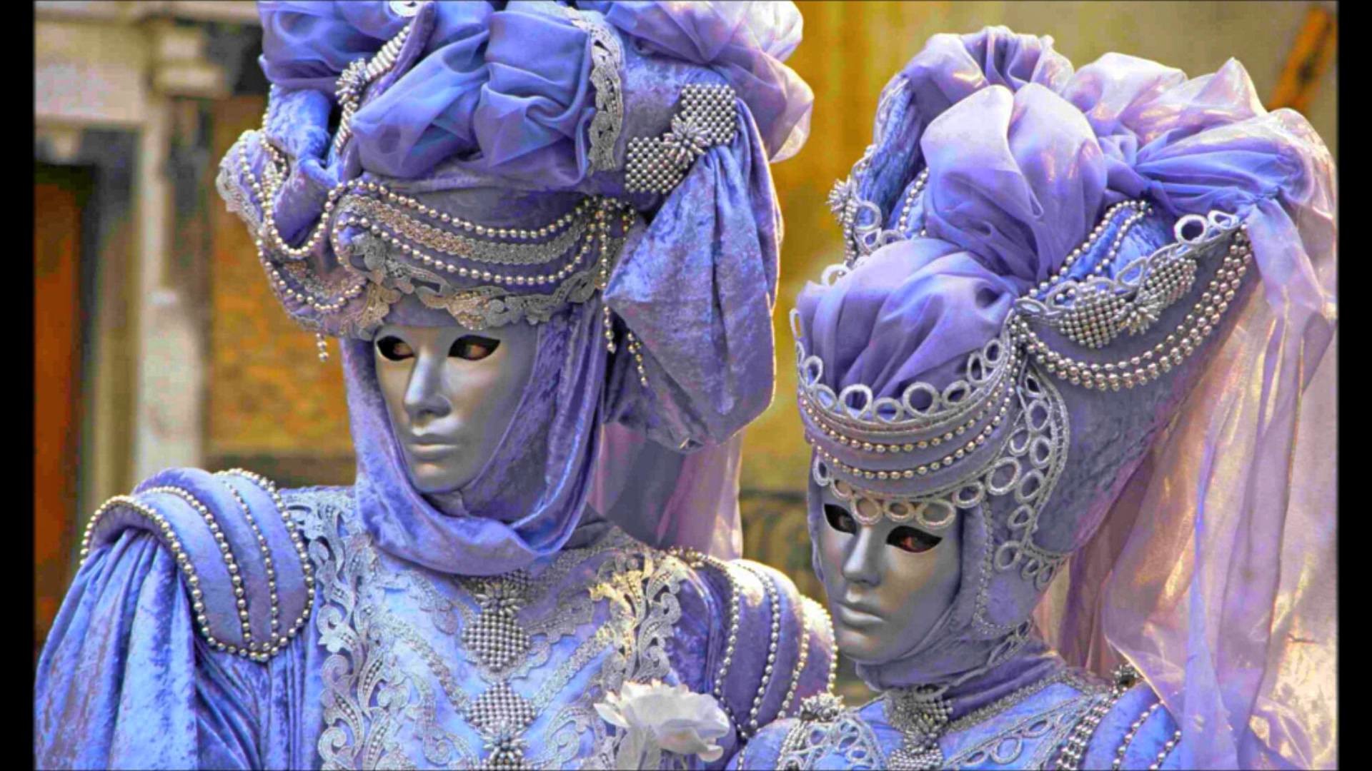 Carnevale di Venezia, Maschere argentate, Costumi viola, Full HD, sfondo per PC