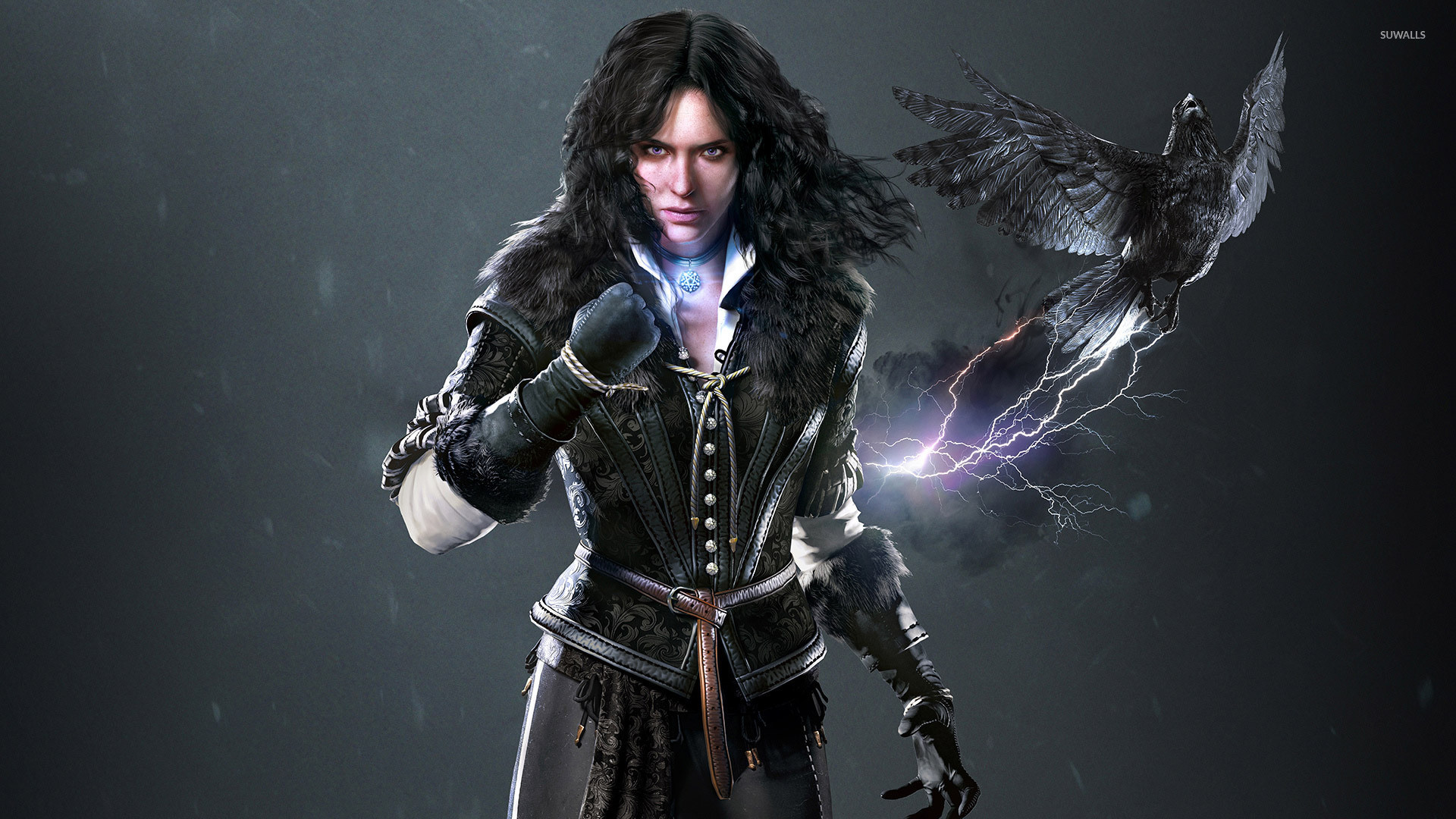 Yennefer di Vengerberg, The Witcher 3: Wild Hunt, Magia, Fulmini, wallpaper desktop Full HD