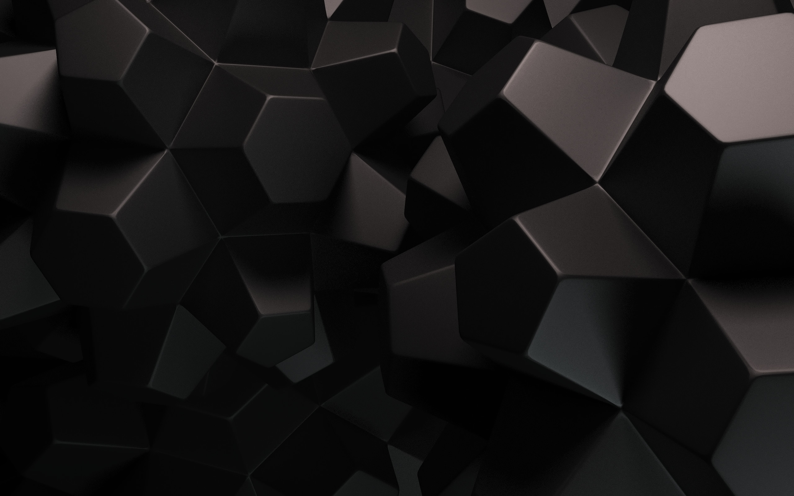 Forme 3D, Nero, Geometrico, 2K 1600p, sfondo desktop