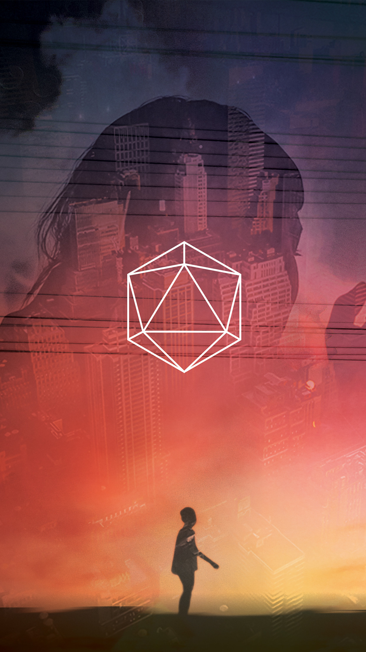 ODESZA, Icosaedro, Silhouette, Tramonto, Full HD, sfondo iPhone 5S