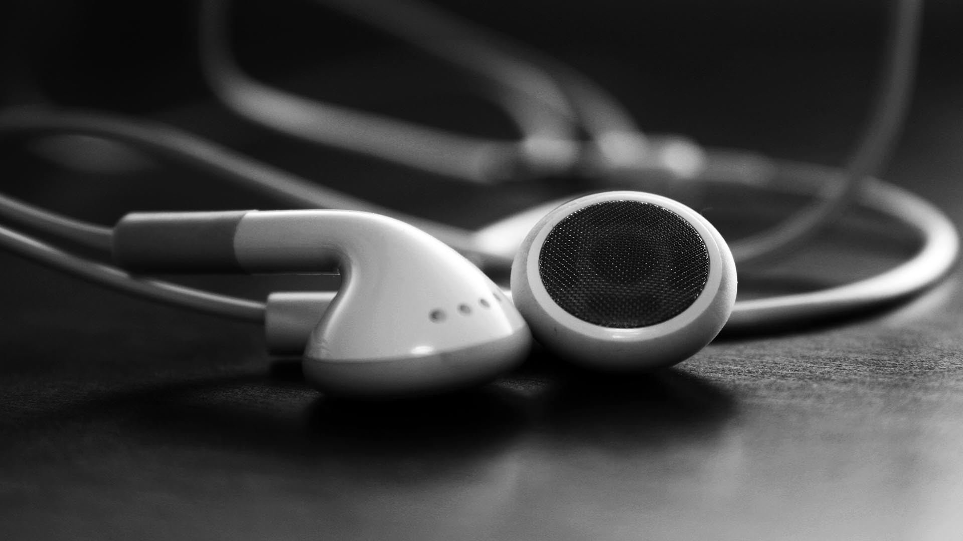 Auricolari, Bianco e nero, Macro, Full HD, sfondo desktop
