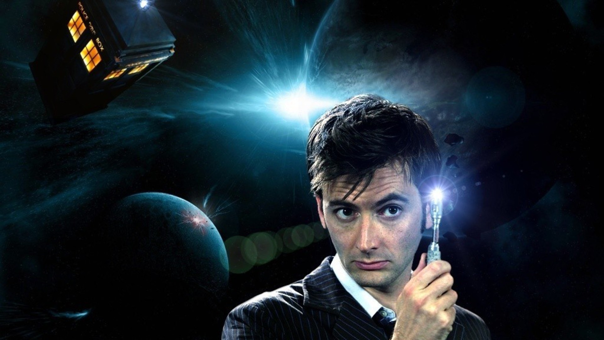 Decimo Dottore, David Tennant, Cacciavite sonico, TARDIS, Doctor Who, sfondo Full HD per portatile