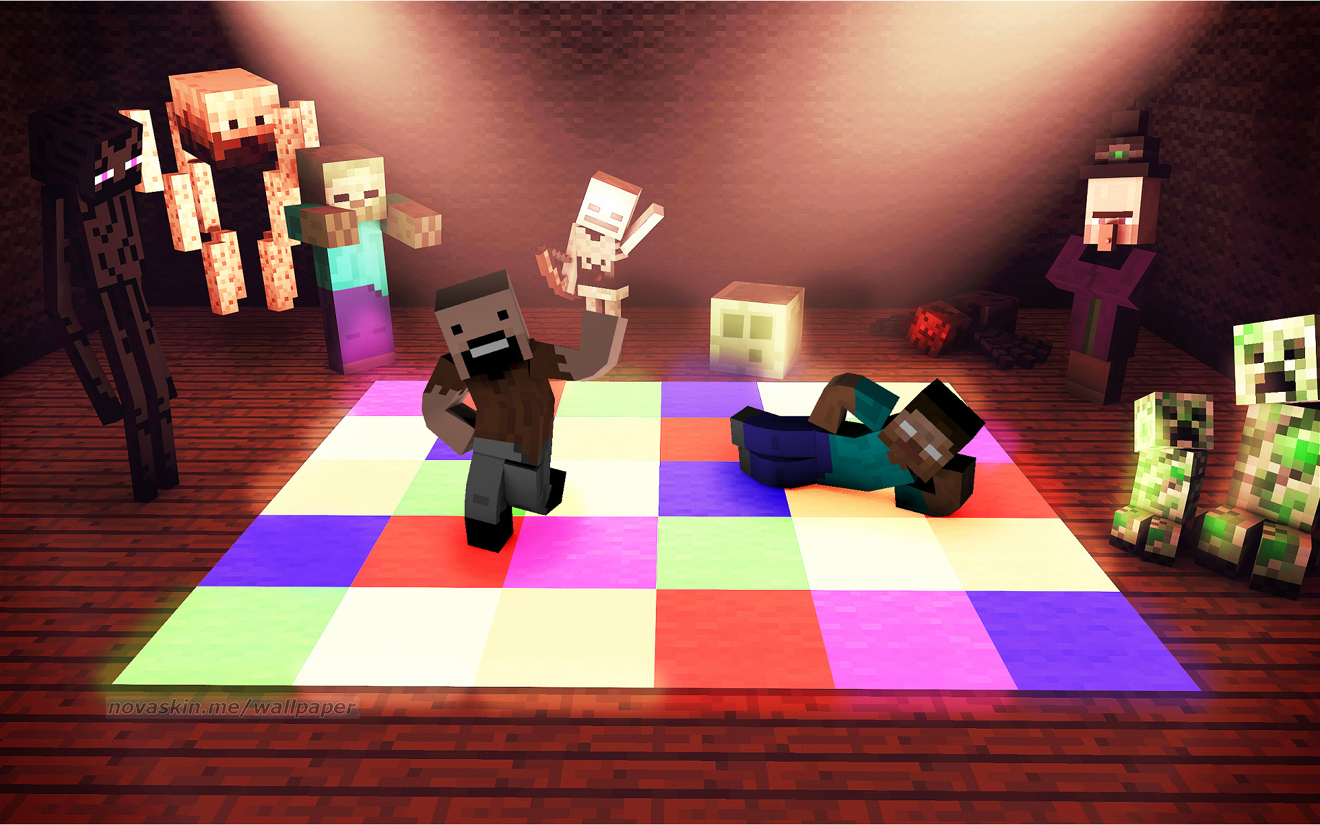 Minecraft, Novaskin, Pista da ballo, Creeper, Enderman, 1920x1200, sfondo per PC