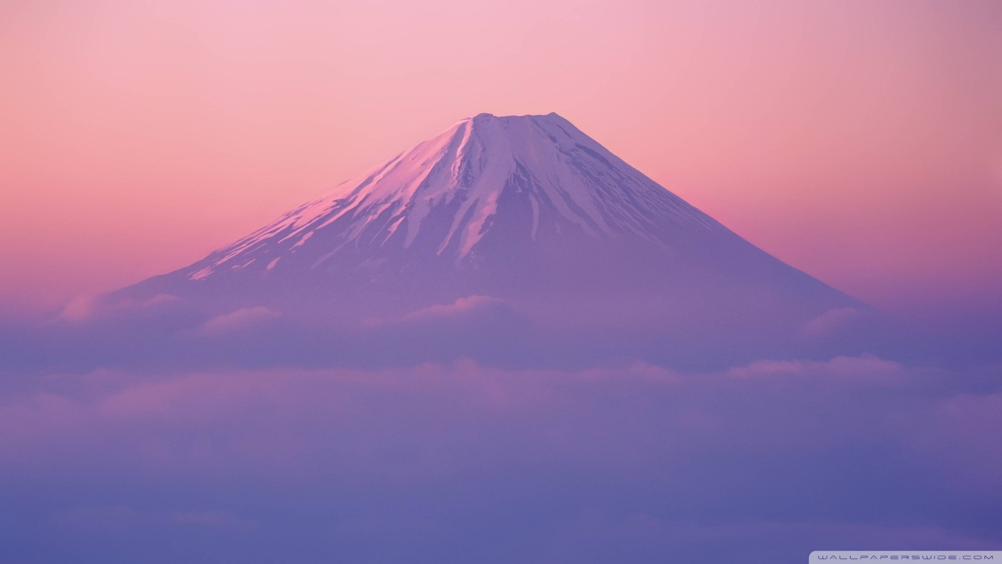Monte Fuji, Giappone, Cielo rosa, Nebbia, sfondo desktop Mac