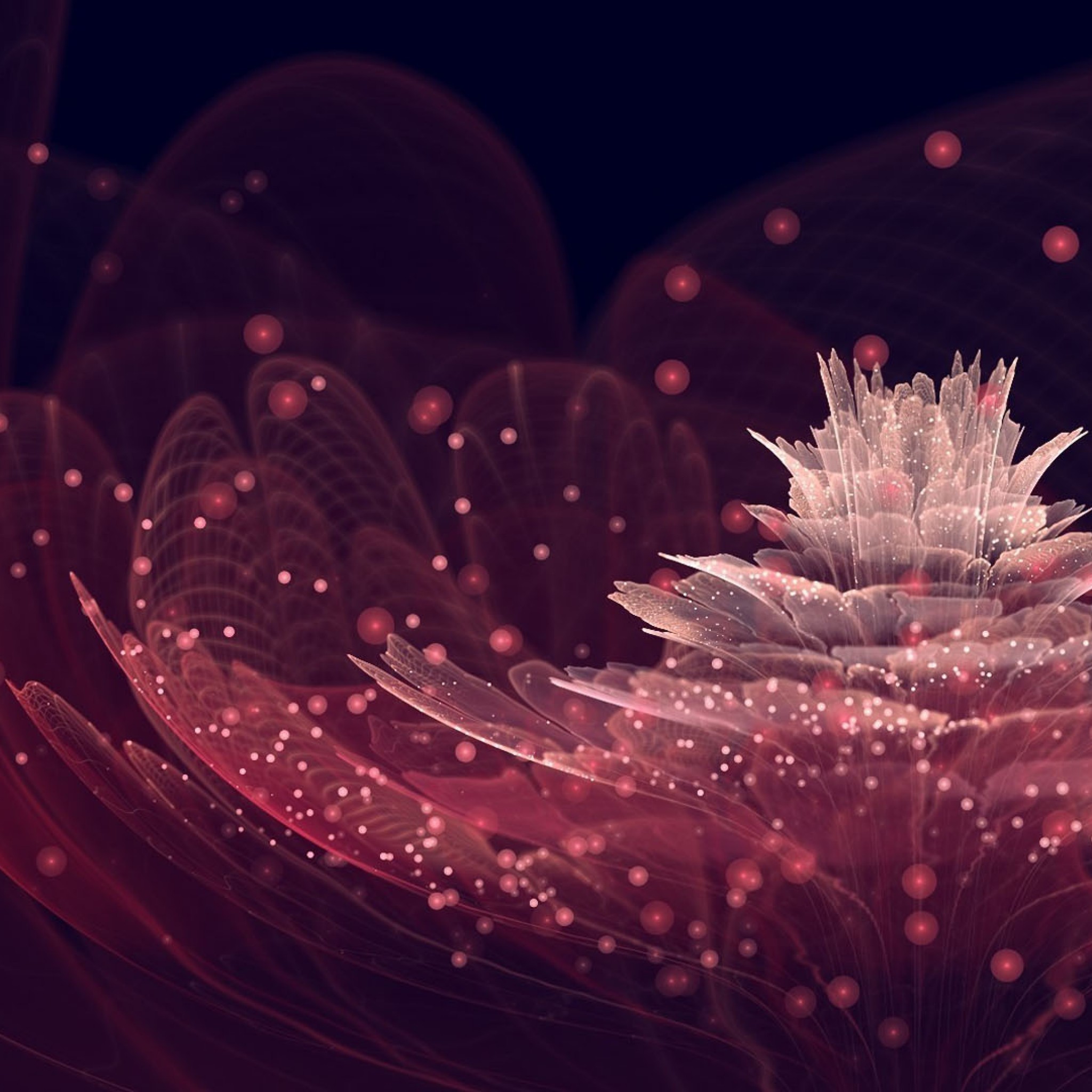 Fiore frattale, Arte digitale, Rosso scuro, Astratto, Full HD, sfondo per iPad e tablet