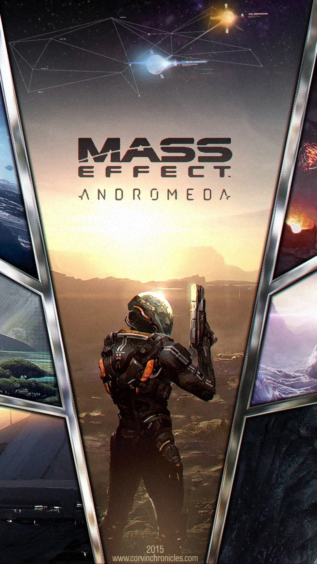 Mass Effect: Andromeda, Ryder, Logo, Collage, Pianeti alieni, Full HD, sfondo per iPhone e Android