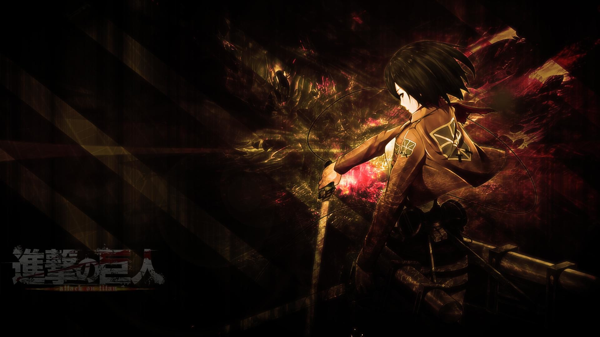 Mikasa Ackerman, L'attacco dei giganti, Shingeki no Kyojin, Toni scuri, sfondo per portatile