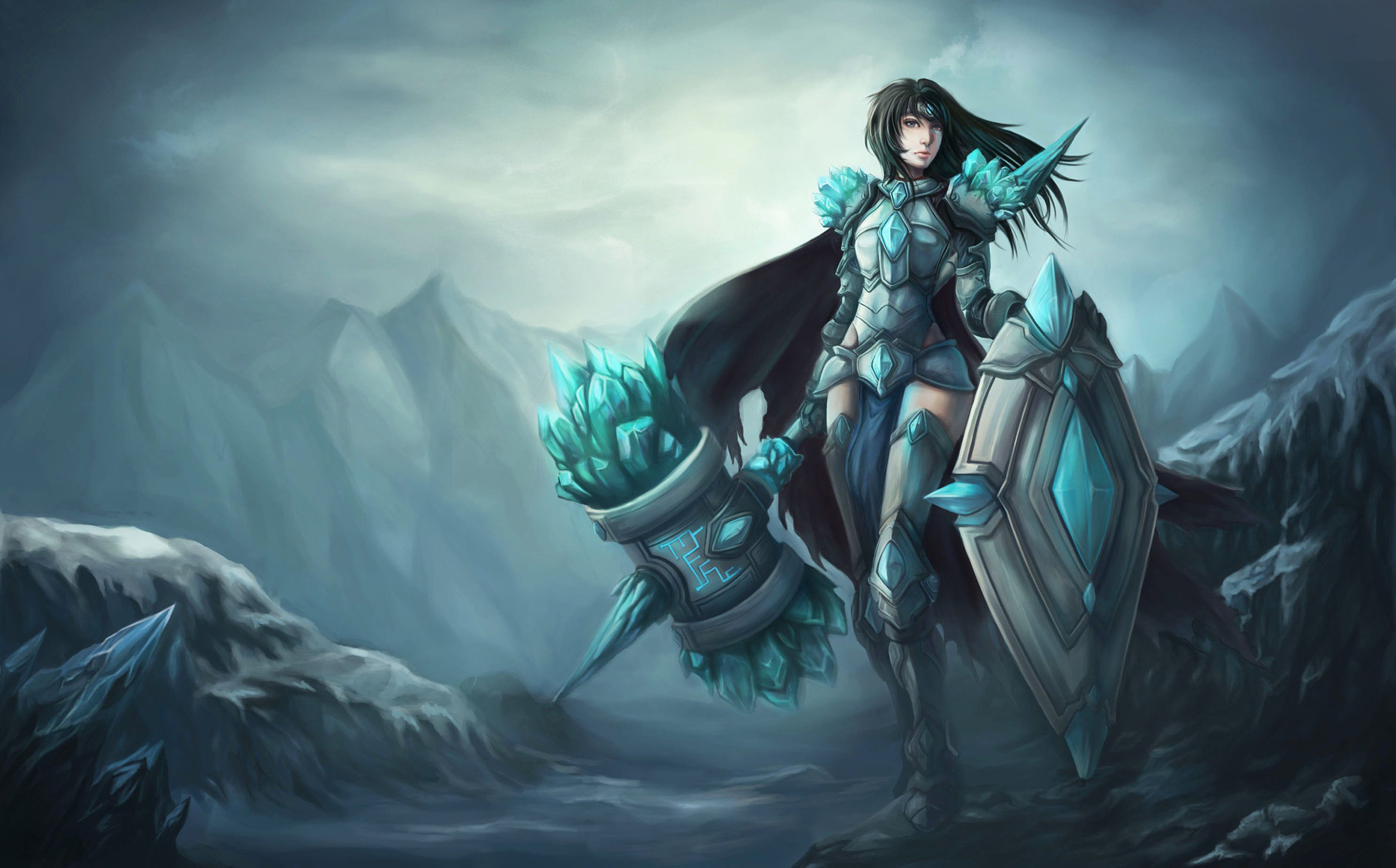Guerriera, Armatura, Fantasy, Montagne, Full HD, sfondo per PC e portatile
