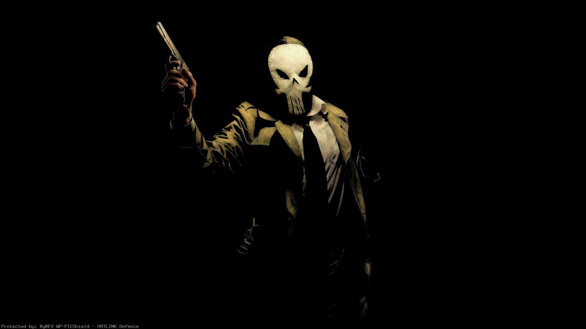 Frank Castle, The Punisher, Pistola, Fumetto, Sfondo nero, 1920x1080, wallpaper desktop