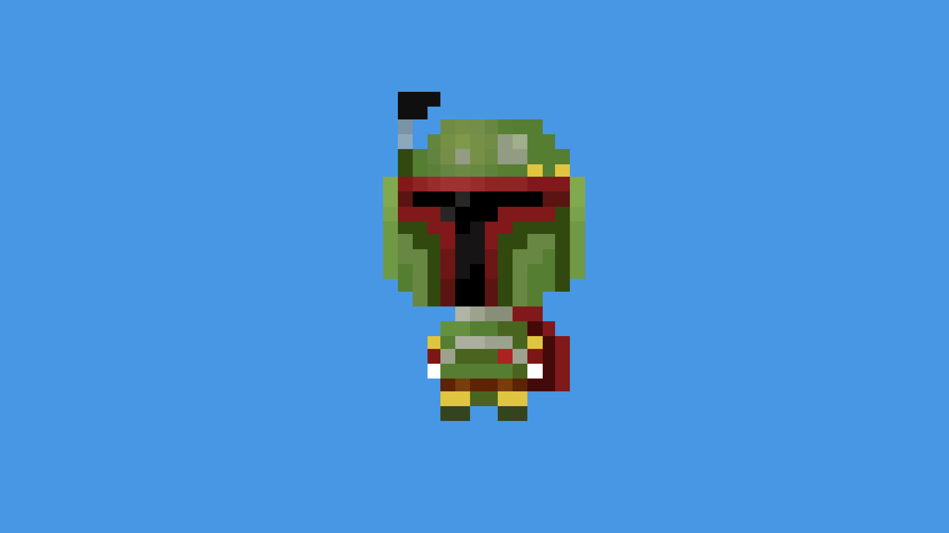 Boba Fett, Star Wars, Pixel art, Sfondo azzurro, 1920x1080, wallpaper desktop