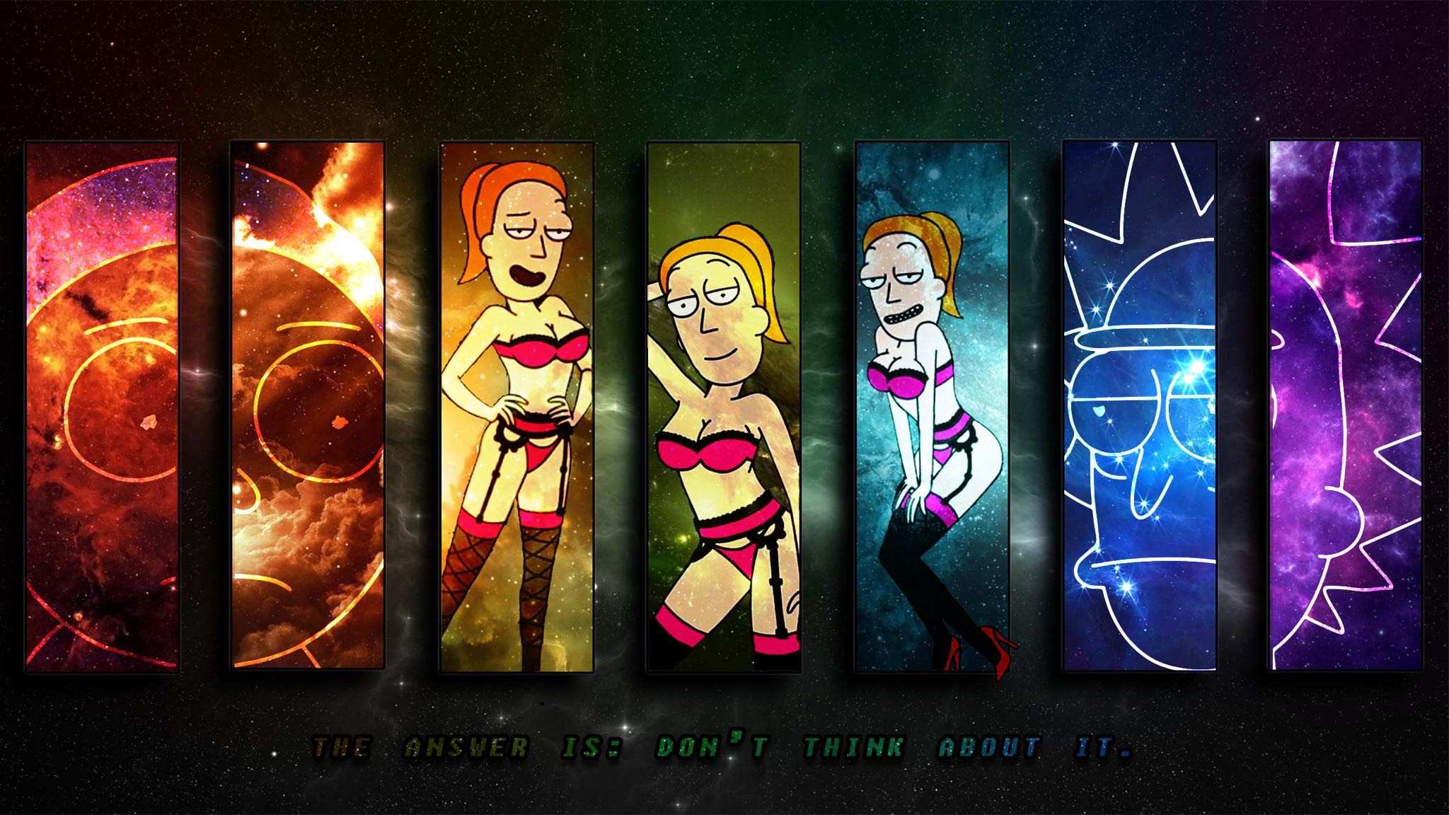 Rick and Morty, Summer Smith, Collage, Spazio, Full HD, sfondo per portatile