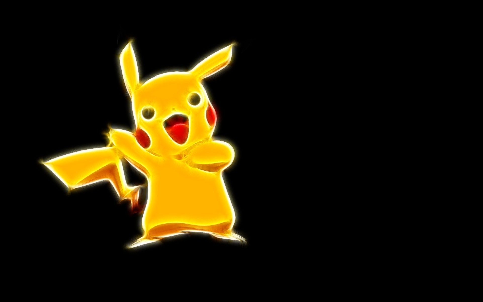 Pikachu, Pokémon, Effetto neon, Sfondo nero, 16:10 Full HD, wallpaper widescreen