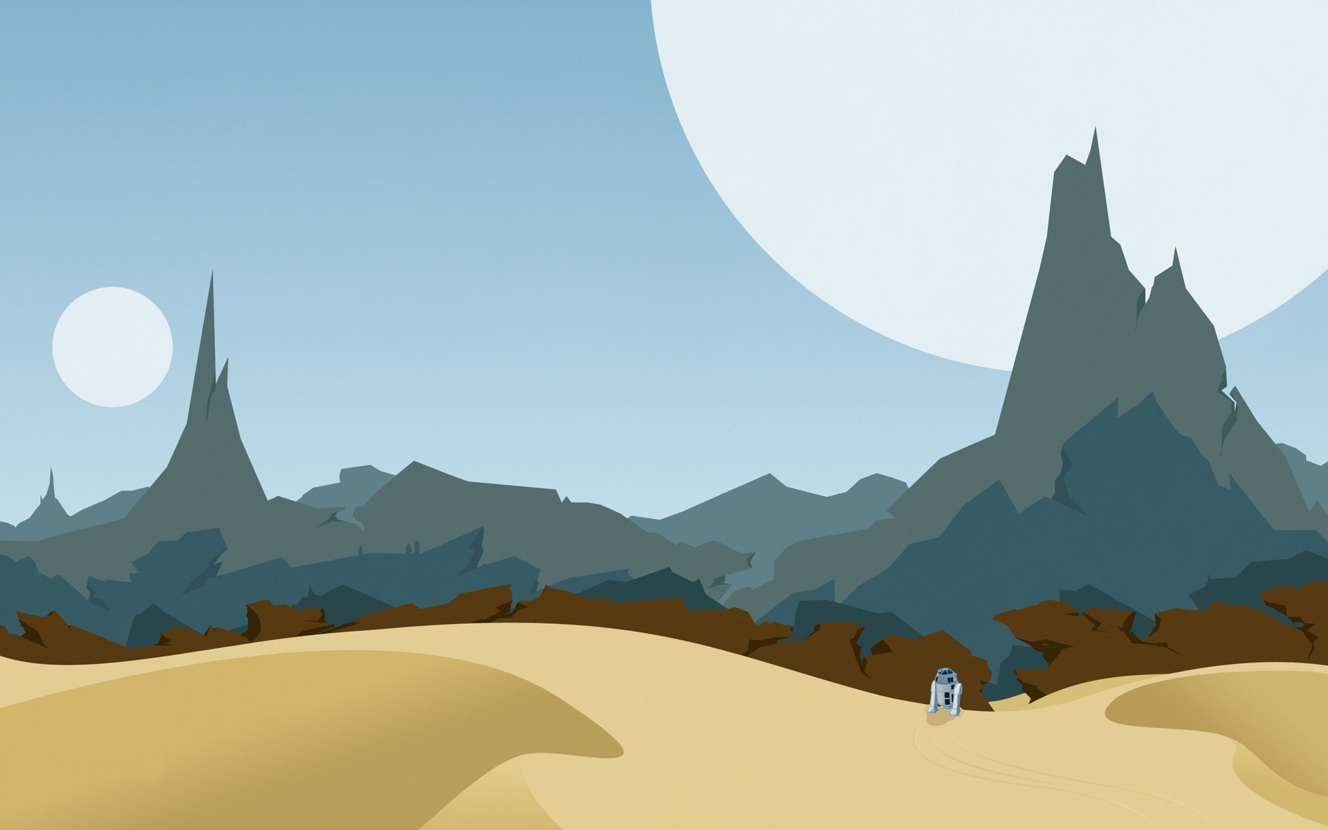 R2-D2, Tatooine, Star Wars, Deserto, Minimalista, 1920x1200, sfondo MacBook Pro