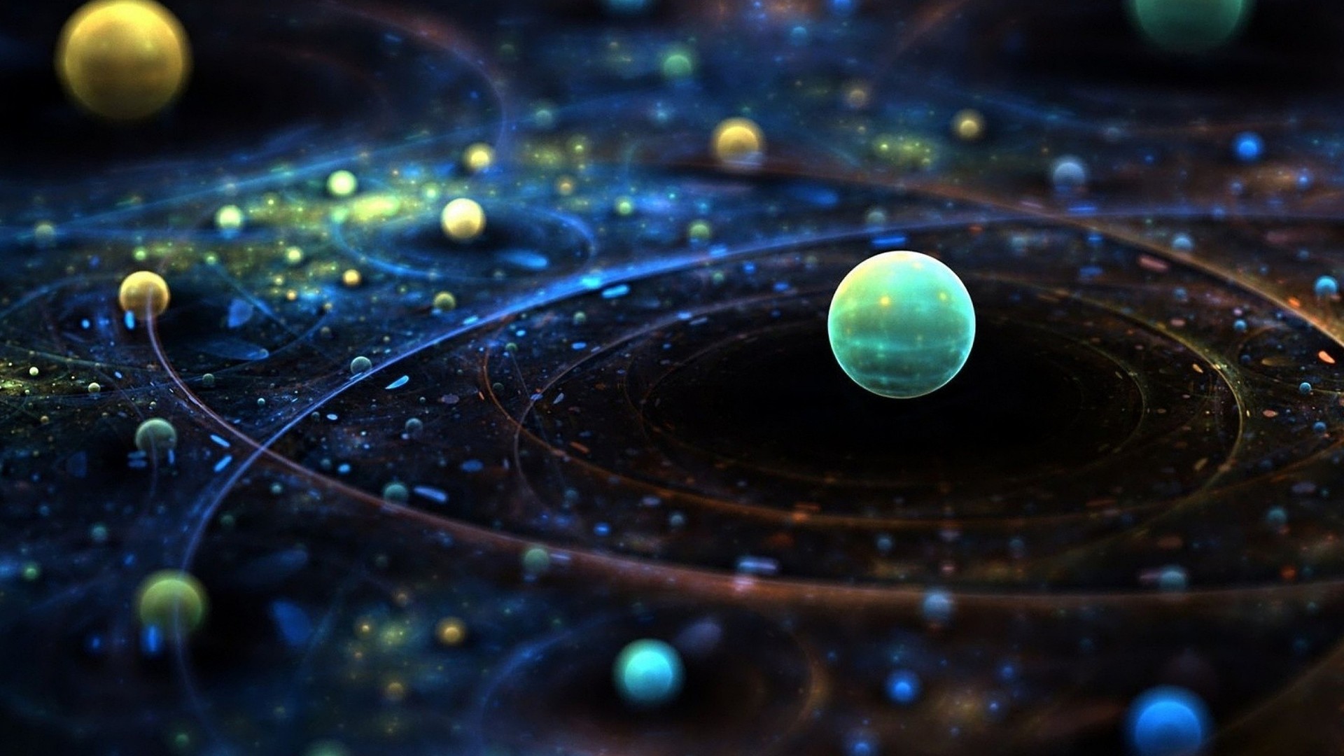 Sistema planetario, Orbite, Pianeti, Arte digitale, Full HD, wallpaper per portatile
