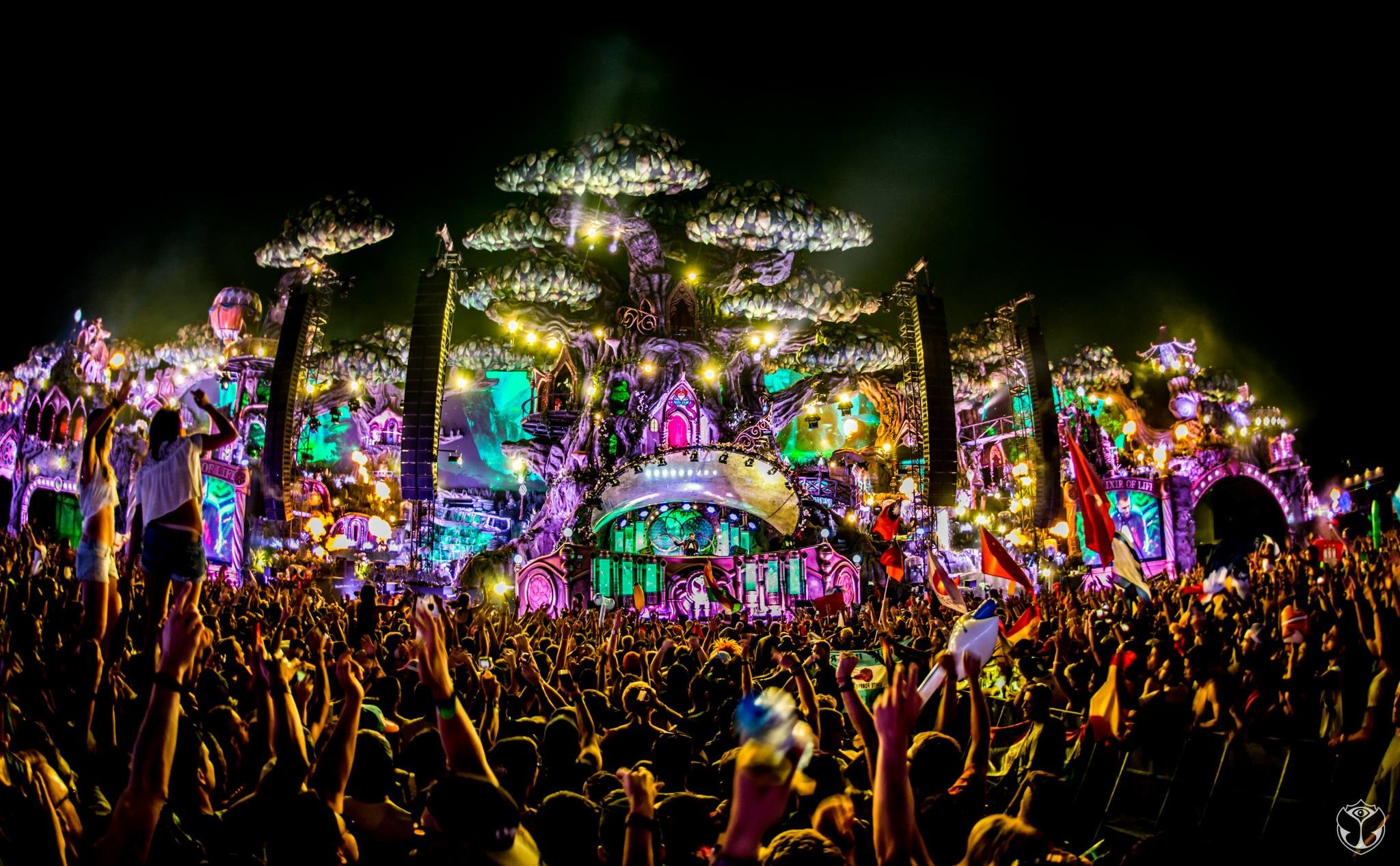 Tomorrowland, Main stage, Notte, Luci, 16:10 Full HD, sfondo widescreen