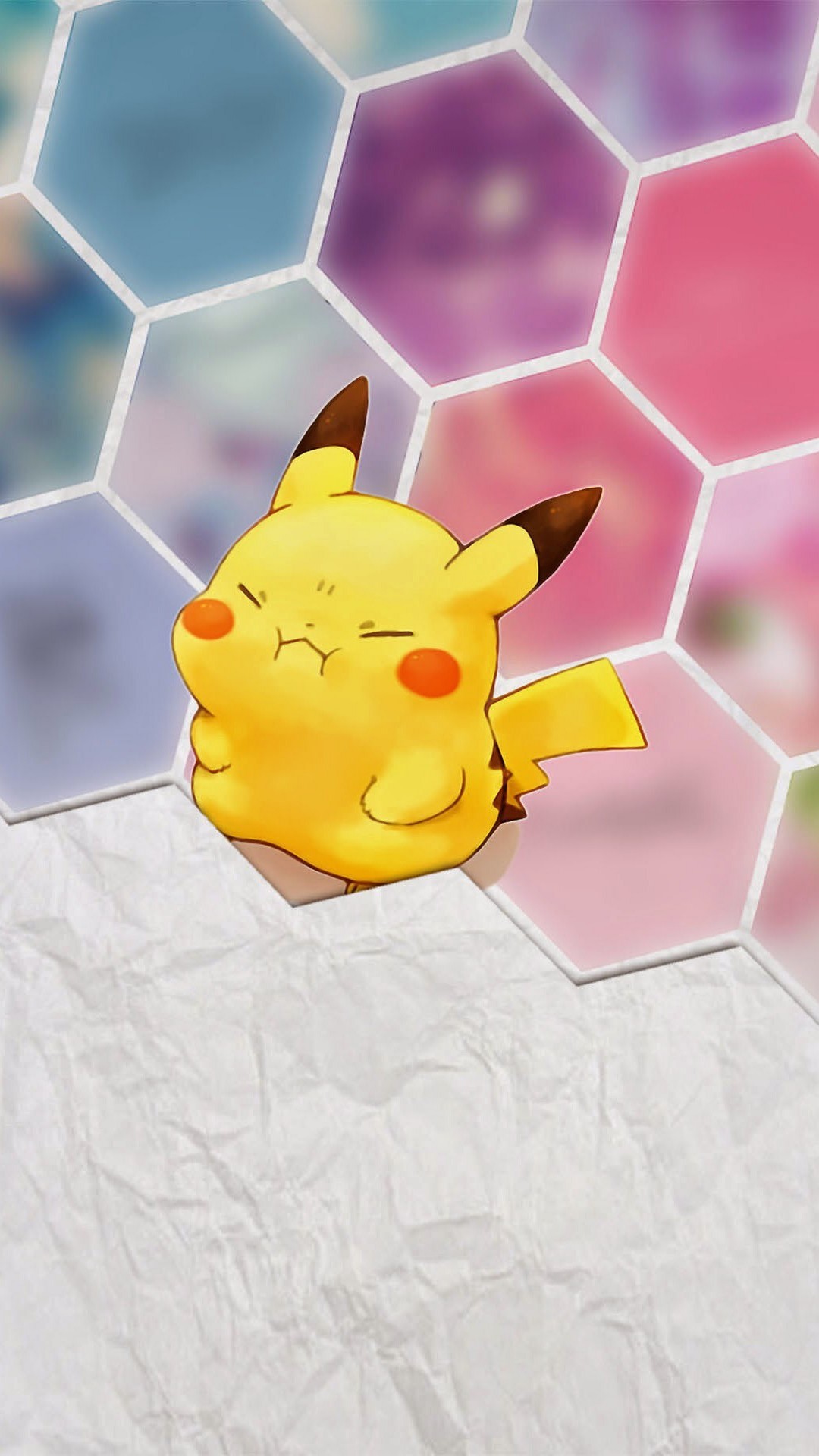 Pikachu, Pokémon, Esagoni, Pastello, Full HD, sfondo per smartphone