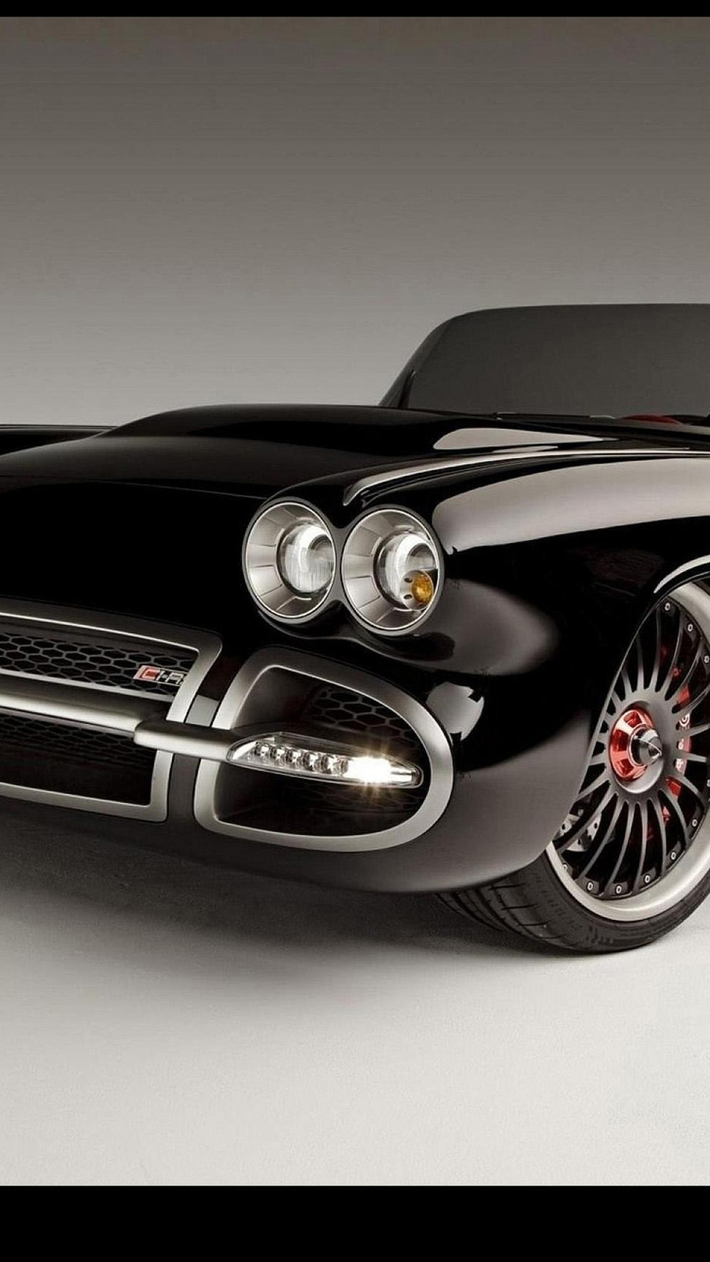 Chevrolet Corvette C1, Auto d'epoca, Nero, Studio, sfondo per LG G3