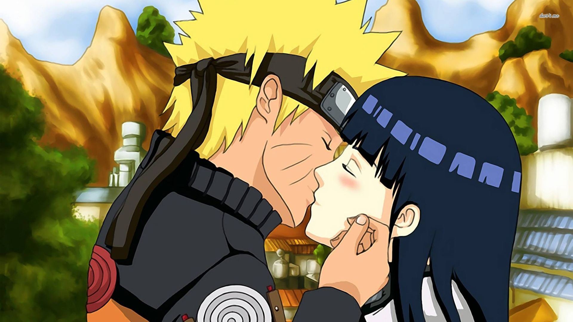 Naruto Uzumaki, Hinata Hyuga, Bacio, Naruto, Full HD, wallpaper per portatile