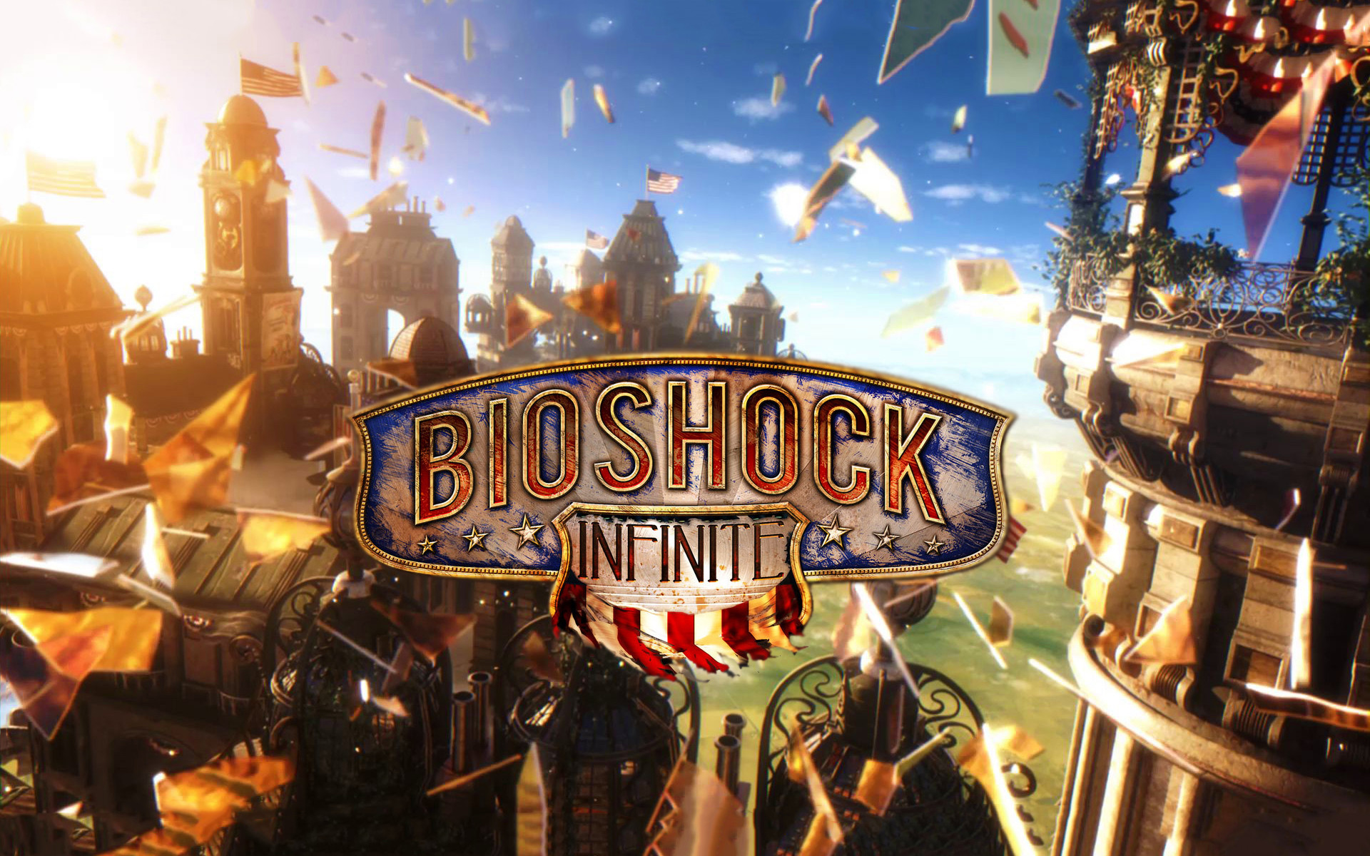 BioShock Infinite, Logo, Columbia, Coriandoli, 16:10 Full HD, sfondo widescreen