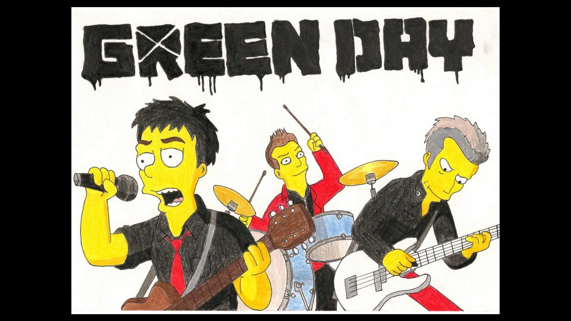 Green Day, I Simpson, Fan art, Concerto, 16:9 Full HD, sfondo widescreen