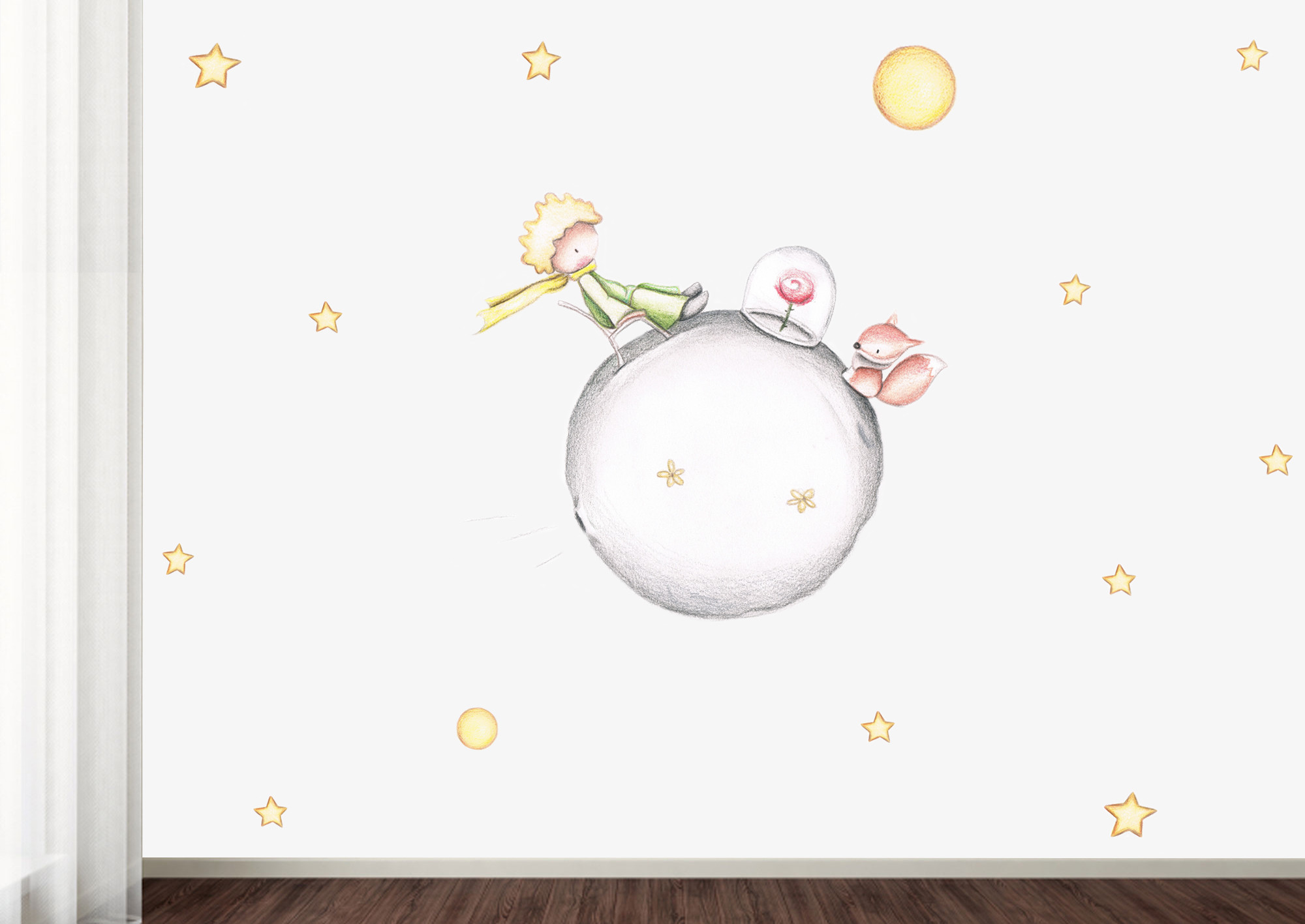 Il Piccolo Principe, Asteroide, Rose, Stelle, Adesivo murale, Full HD, sfondo per portatile