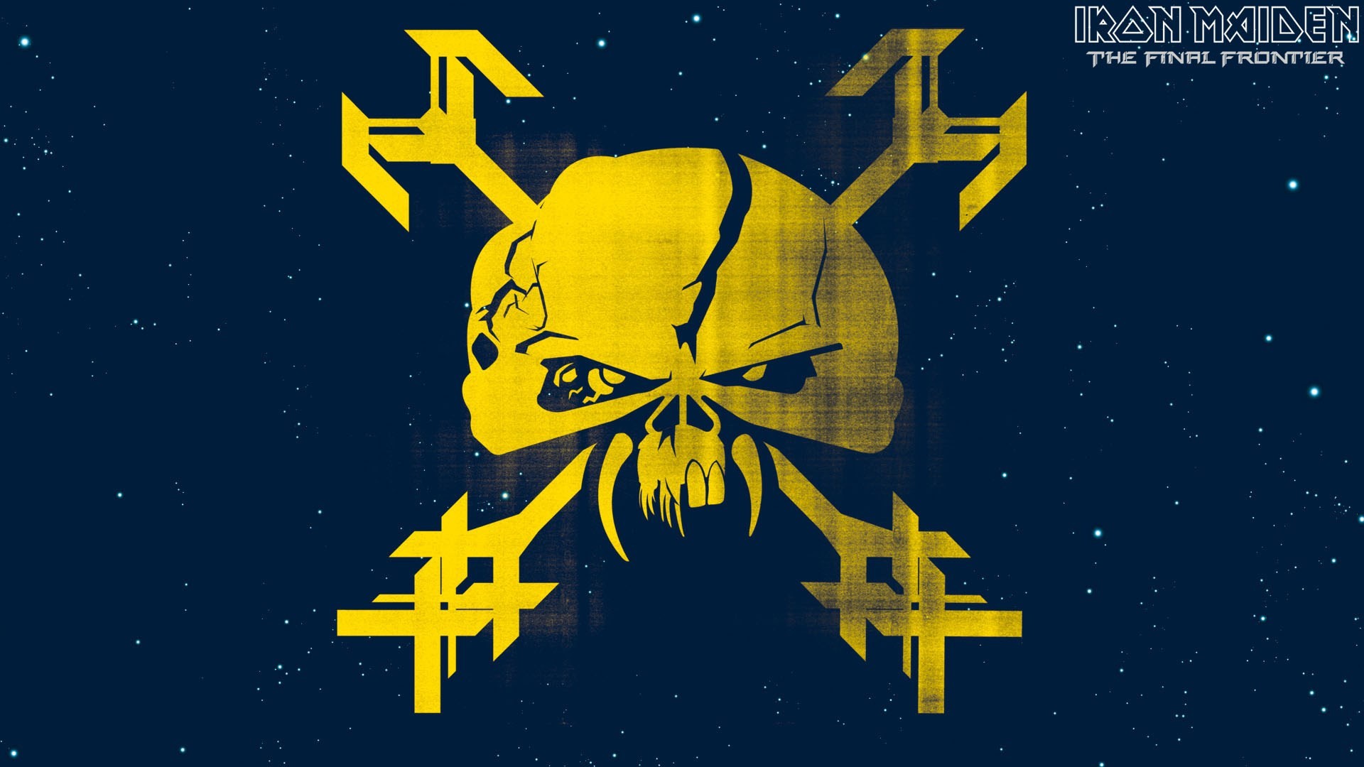 Iron Maiden, The Final Frontier, Teschio, Logo, Cielo stellato, 16:9 Full HD, sfondo widescreen