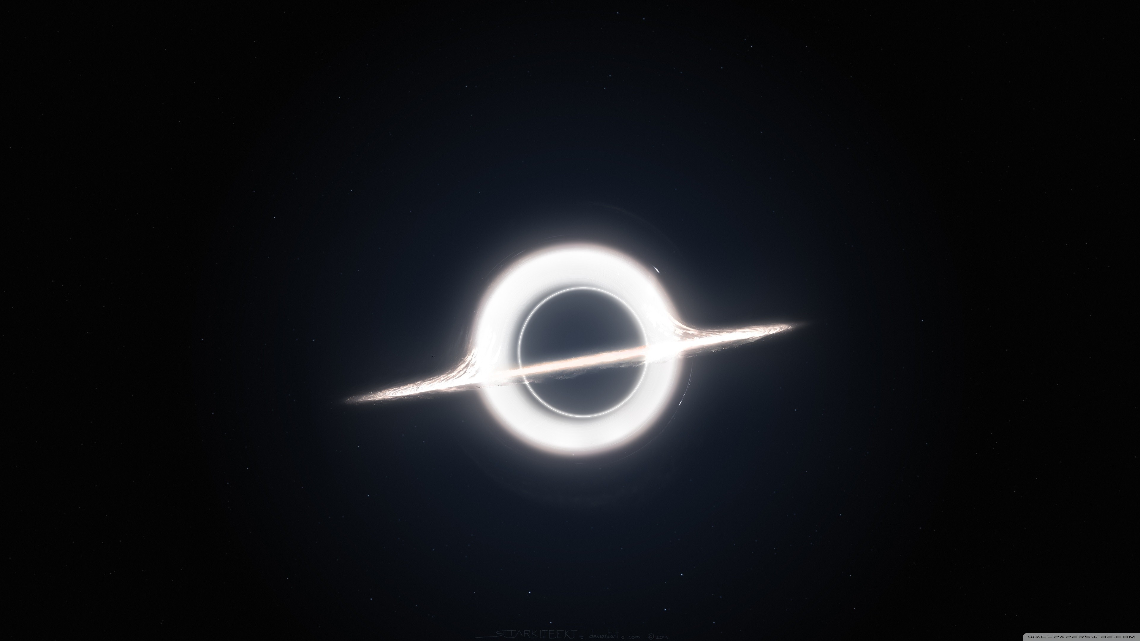 Gargantua, Interstellar, Buco nero, Minimalista, Sfondo nero, 4K, wallpaper per PC