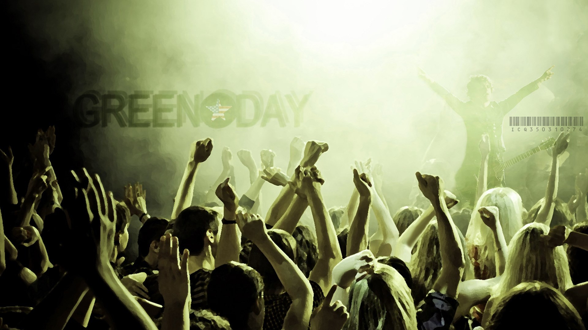 Green Day, Concerto, Folla, Luce verde, 1920x1080, immagine di sfondo