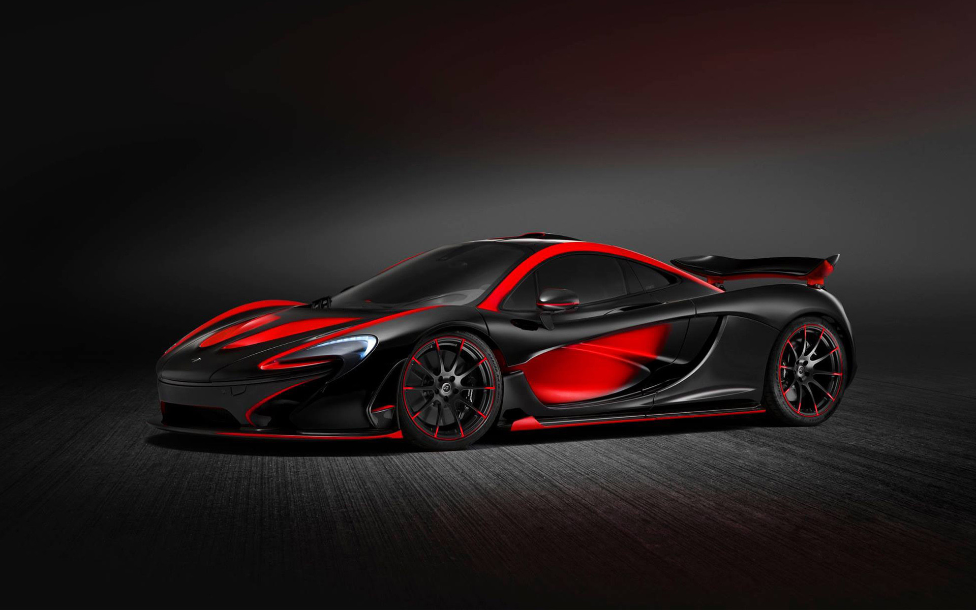 McLaren P1, McLaren Special Operations, Nero e rosso, Studio, Full HD, sfondo per portatile