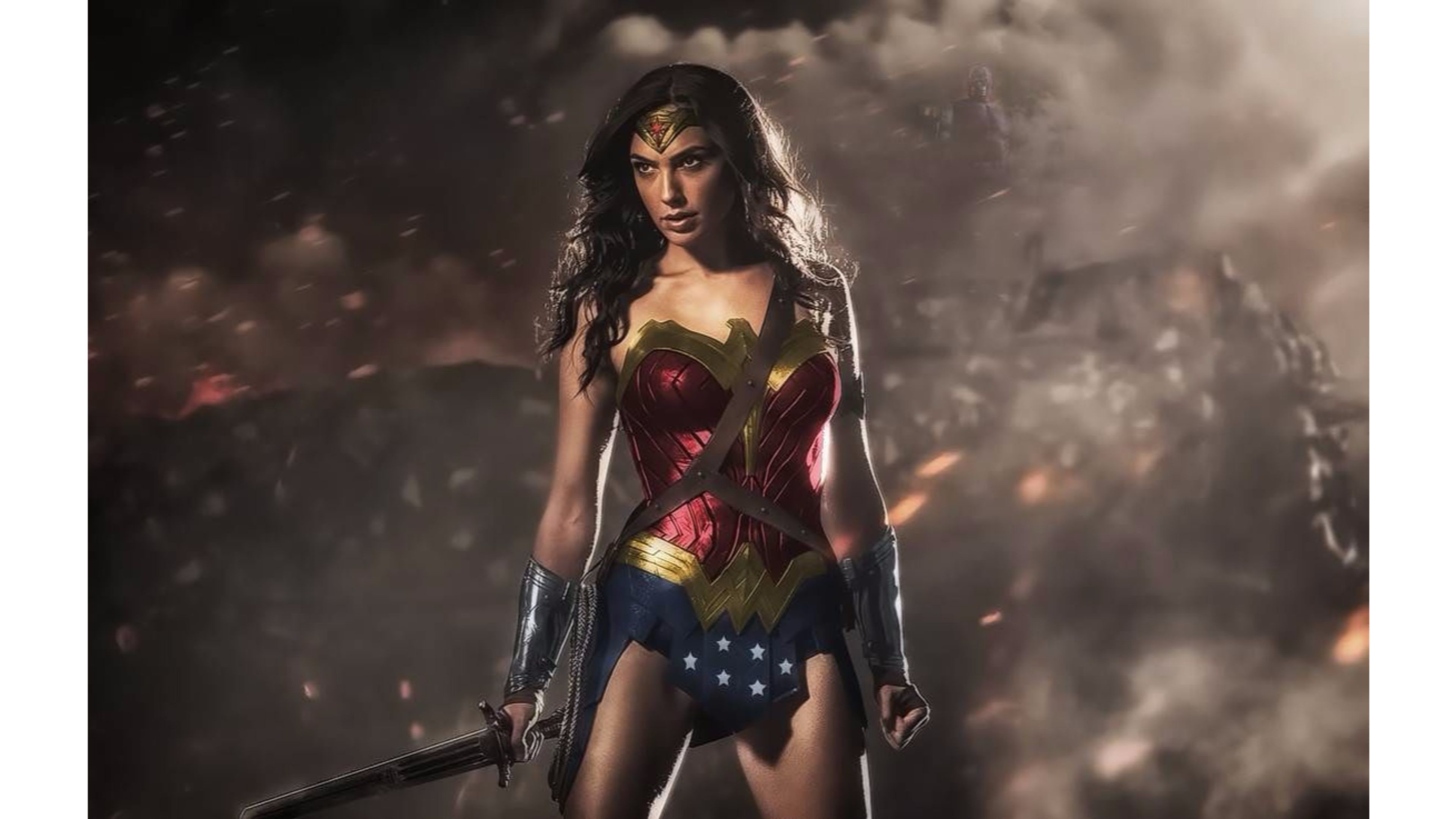 Wonder Woman, Gal Gadot, Spada, Fumo, 4K, sfondo per portatile