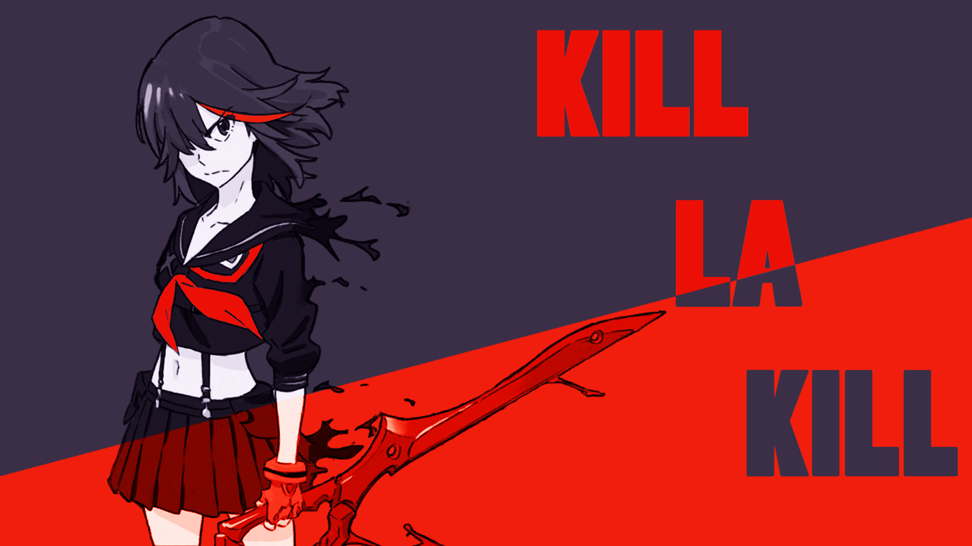 Ryuko Matoi, Kill la Kill, Forbice-spada, Logo, Rosso, Full HD, sfondo per portatile
