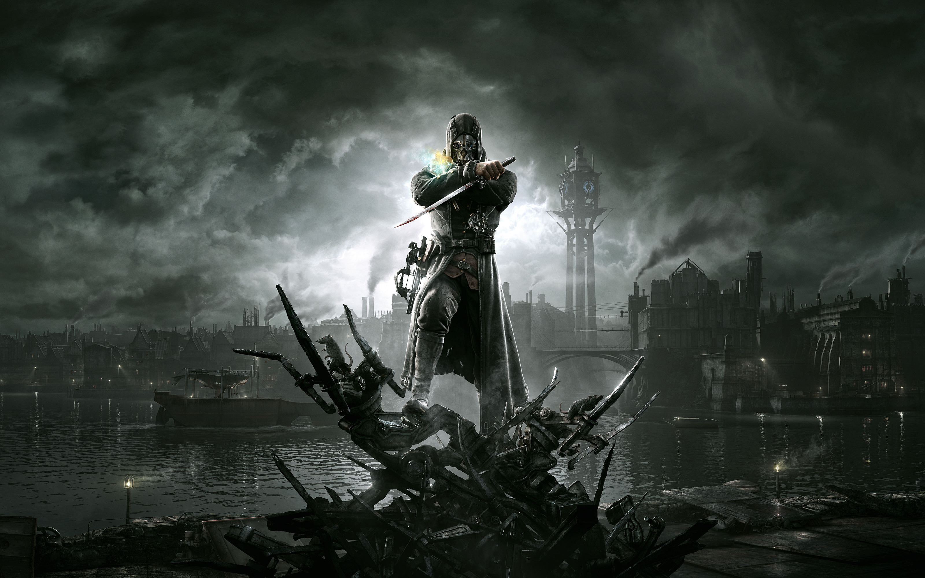 Corvo Attano, Dishonored, Dunwall, Tempesta, 16:10 2K, sfondo widescreen