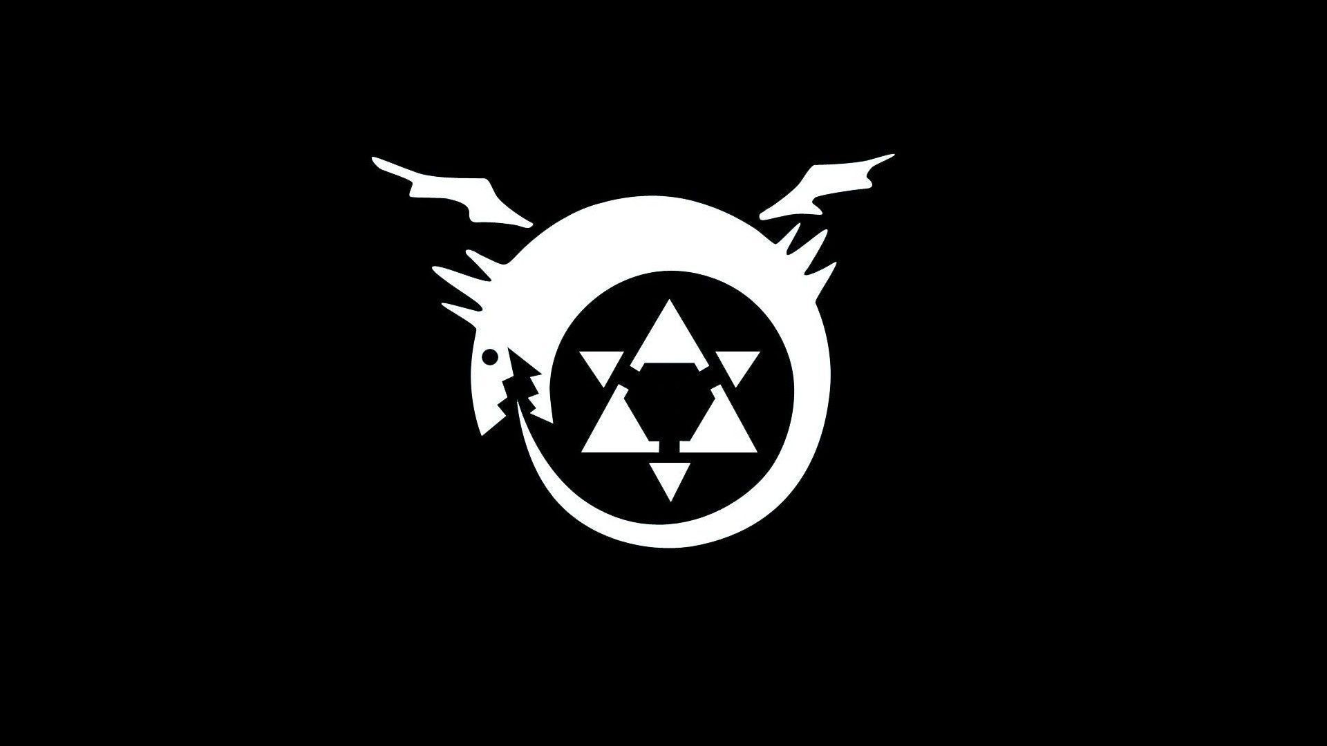 Ouroboros, Homunculus, Fullmetal Alchemist: Brotherhood, Simbolo, Sfondo nero, wallpaper Full HD
