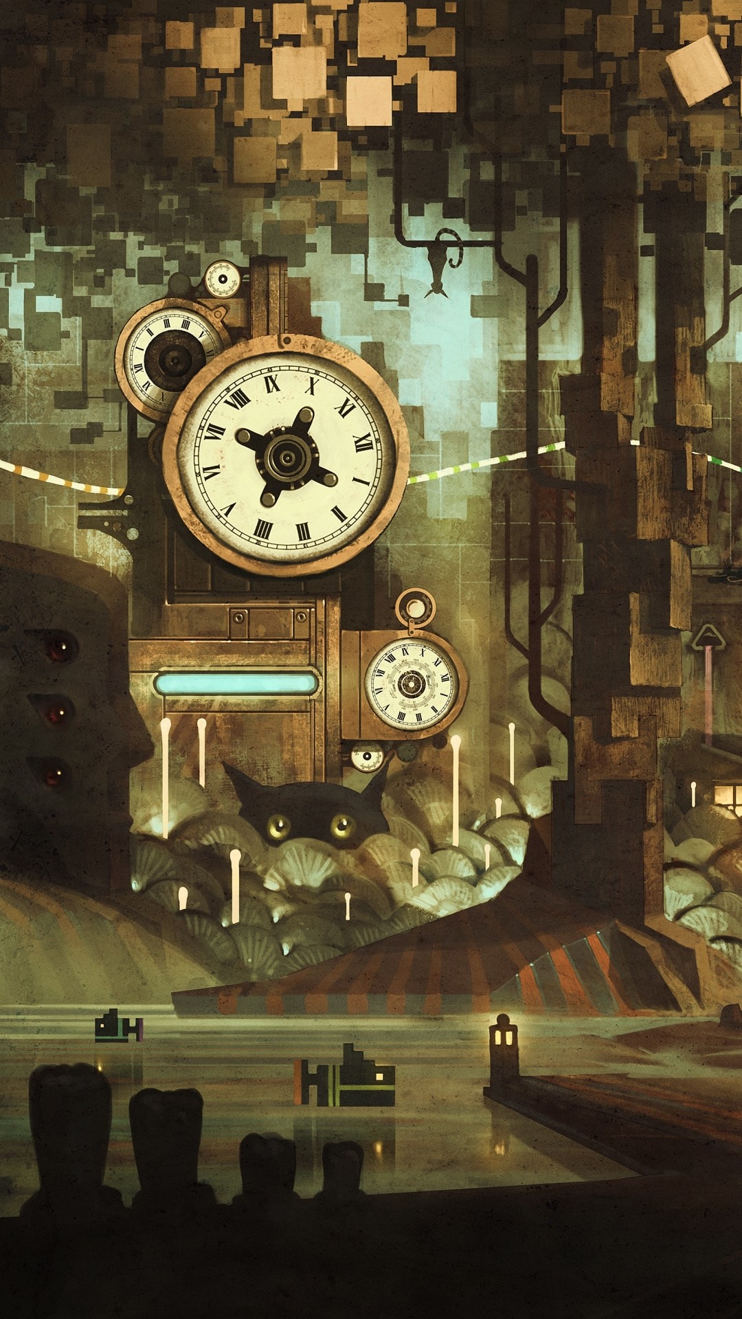Orologio, Città, Steampunk, Verticale, 1080x1920, schermata di blocco iPhone