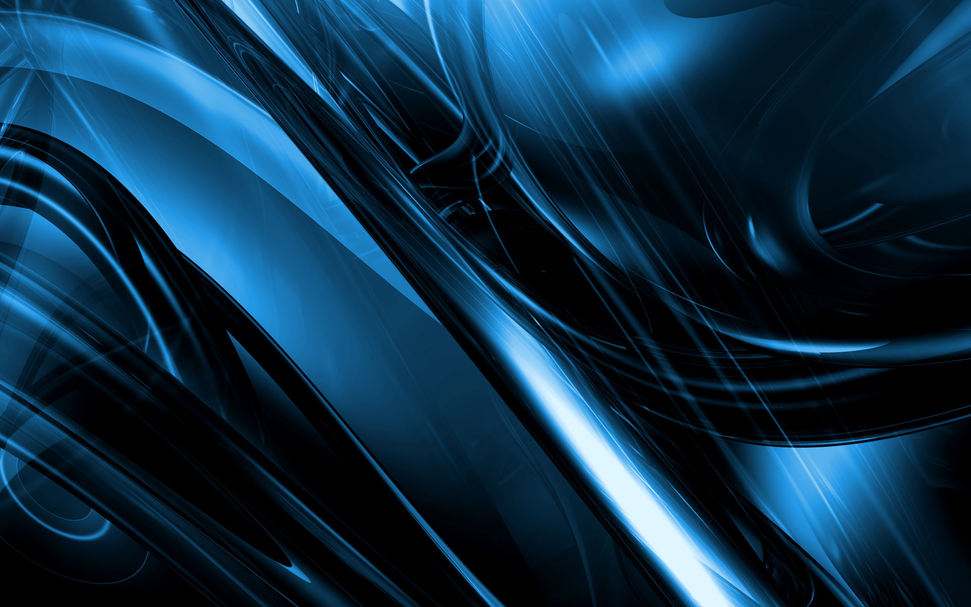 Forme cromate, Blu, Sfondo nero, Rendering 3D, 16:10 Full HD, wallpaper widescreen