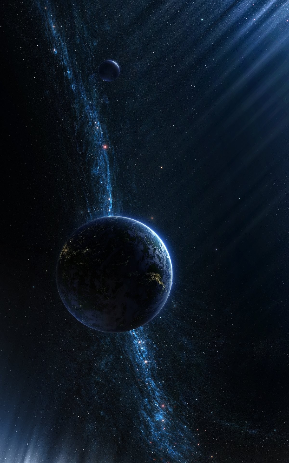 Pianeta, Spazio, Blu scuro, Full HD, sfondo verticale per cellulare