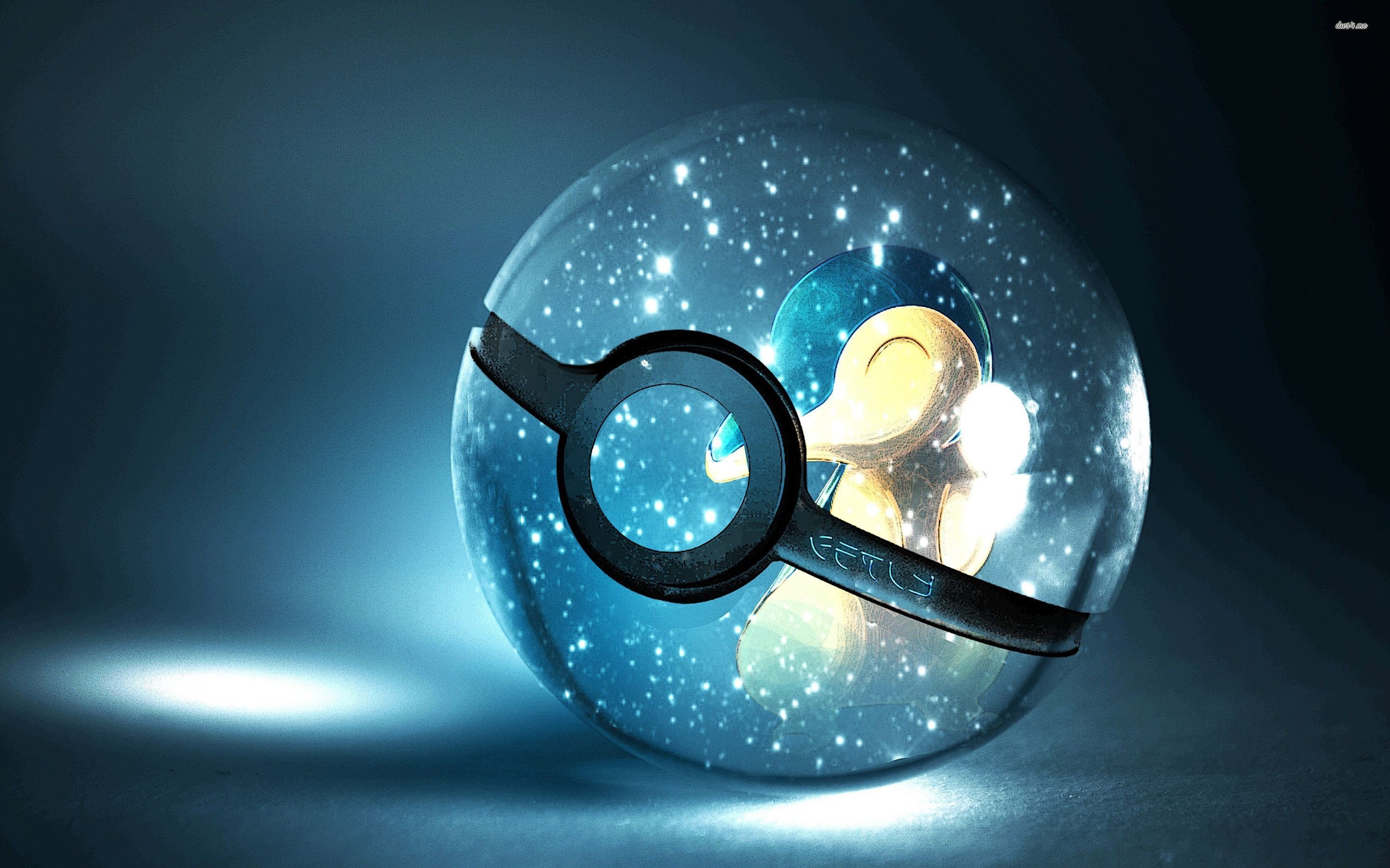 Poké Ball, Cyndaquil, Pokémon, Sfera di vetro, Blu, 2K, sfondo per portatile